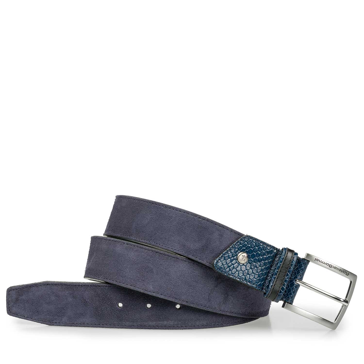 75193/06 - Nappaleren riem met blauwe suède accenten 75193/06 - Nappaleren riem met blauwe suède accenten