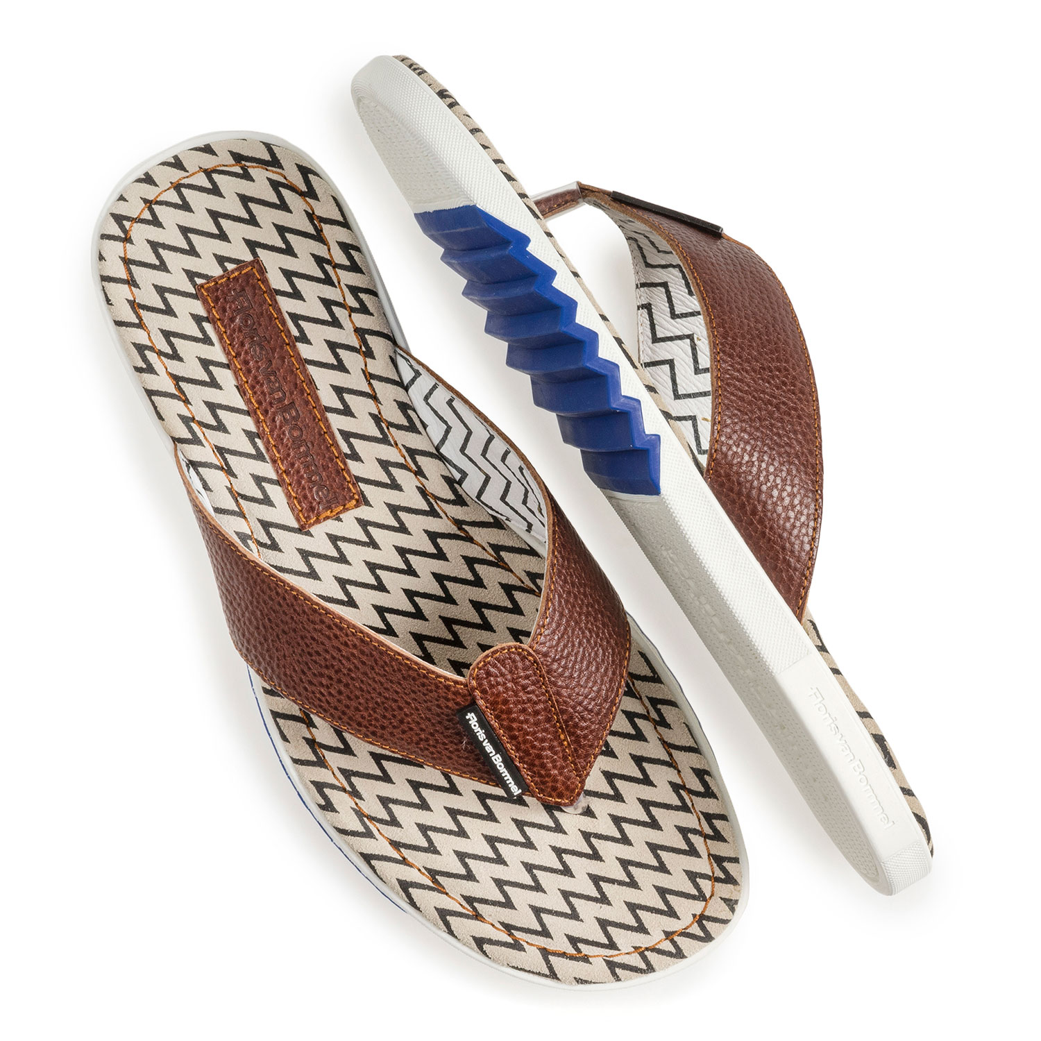 20201/10 - Kalfsleren teenslipper cognac 20201/10 - Kalfsleren teenslipper cognac