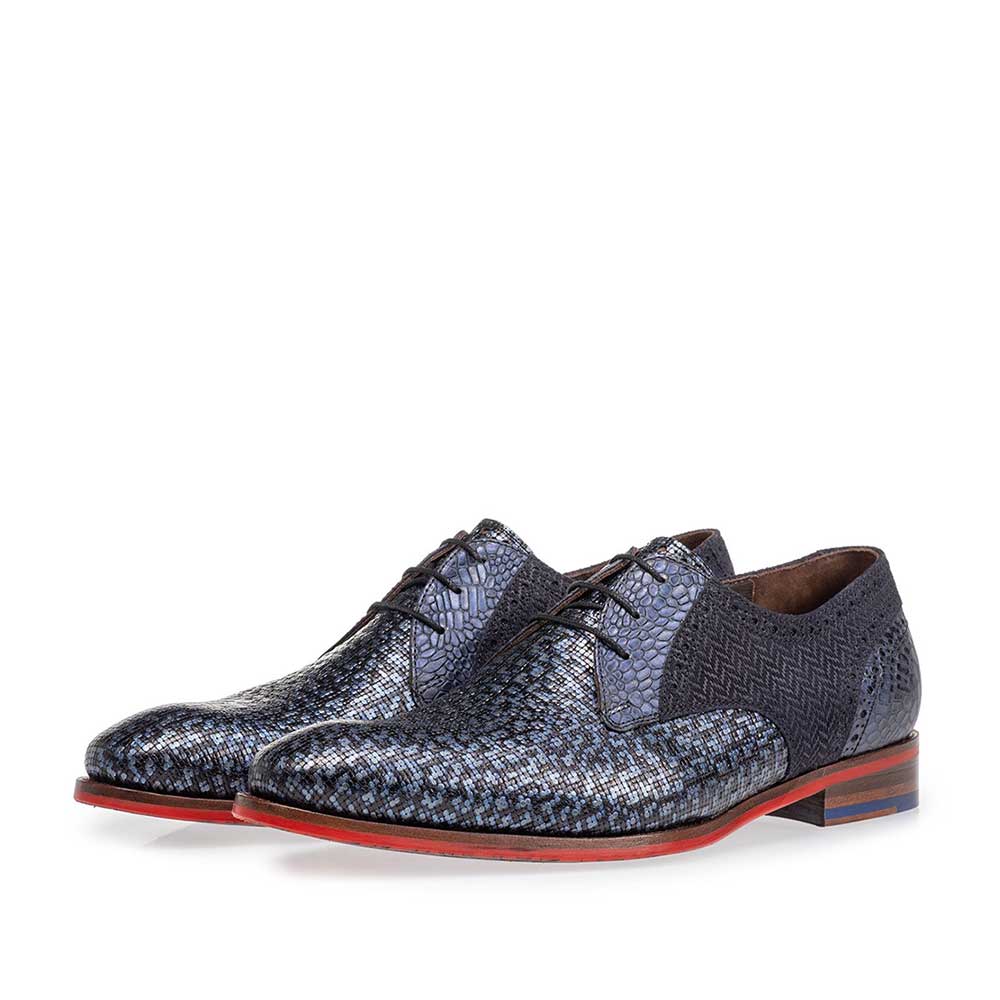 18107/20 - Veterschoen blauw metallic 18107/20 - Veterschoen blauw metallic