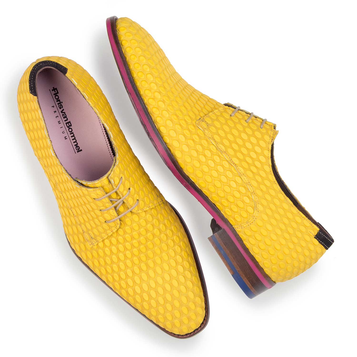 14157/01 - Premium gele leren veterschoen 14157/01 - Premium gele leren veterschoen