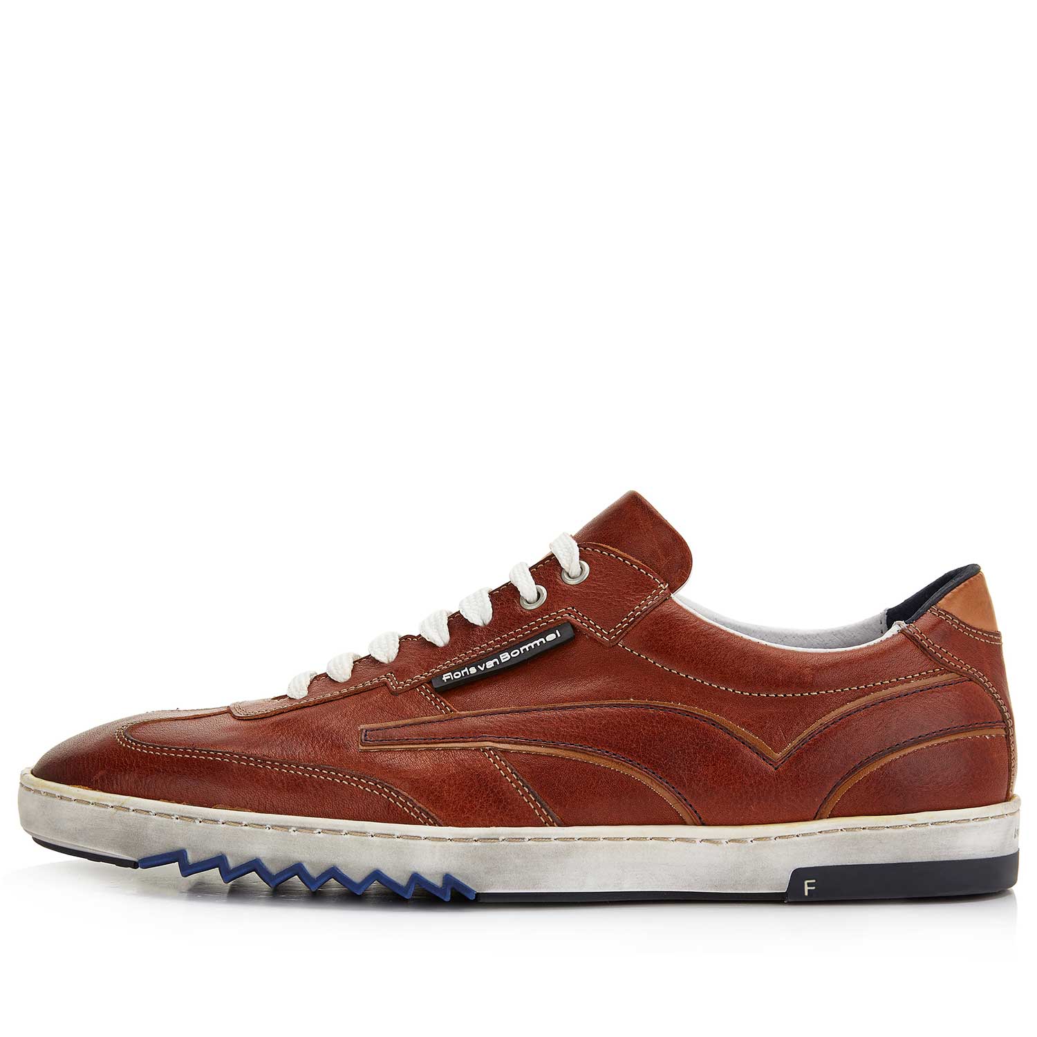 16074/02 - Cognackleurige leren sneaker 16074/02 - Cognackleurige leren sneaker