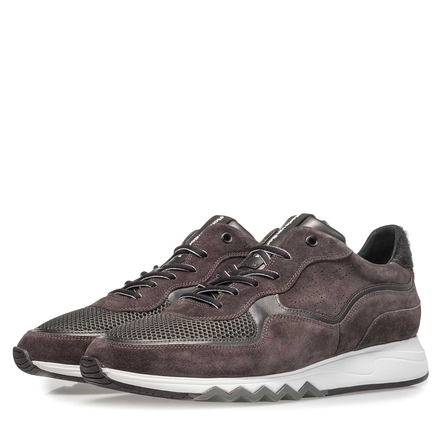 16093/16 - Anthracite and brown suede leather sneaker 16093/16 - Anthracite and brown suede leather sneaker