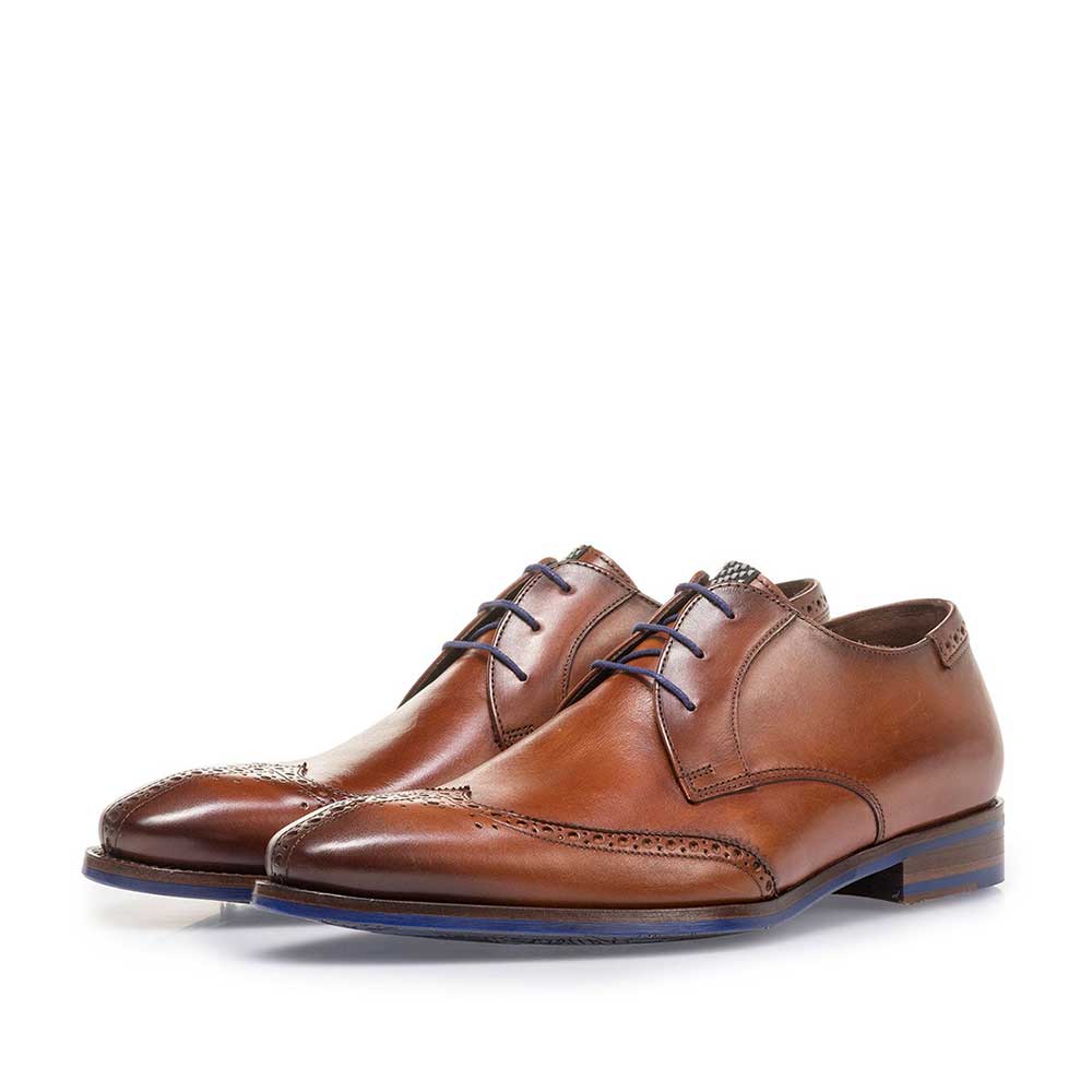17122/03 - Dark cognac-coloured calf leather lace shoe 17122/03 - Dark cognac-coloured calf leather lace shoe