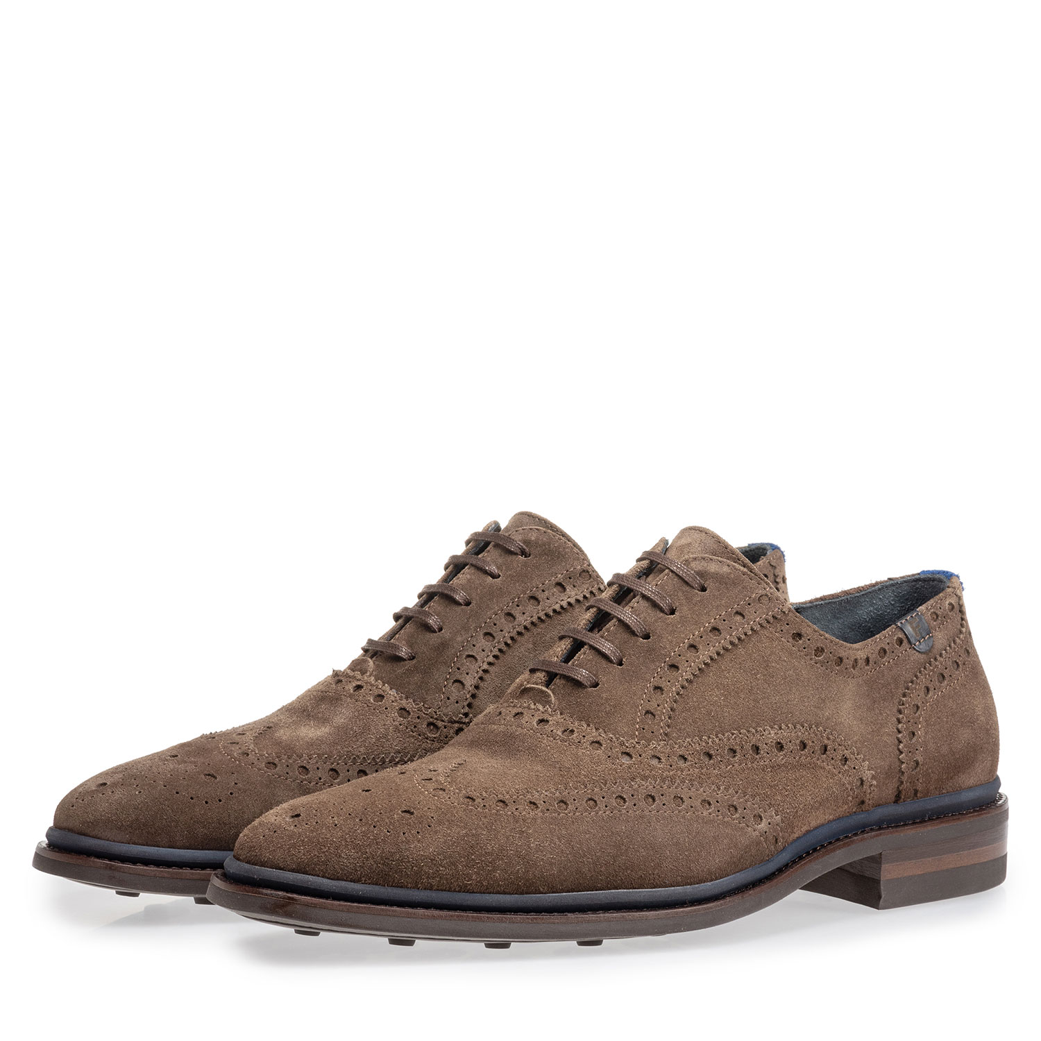 19172/03 - Brogue suède donker taupe 19172/03 - Brogue suède donker taupe