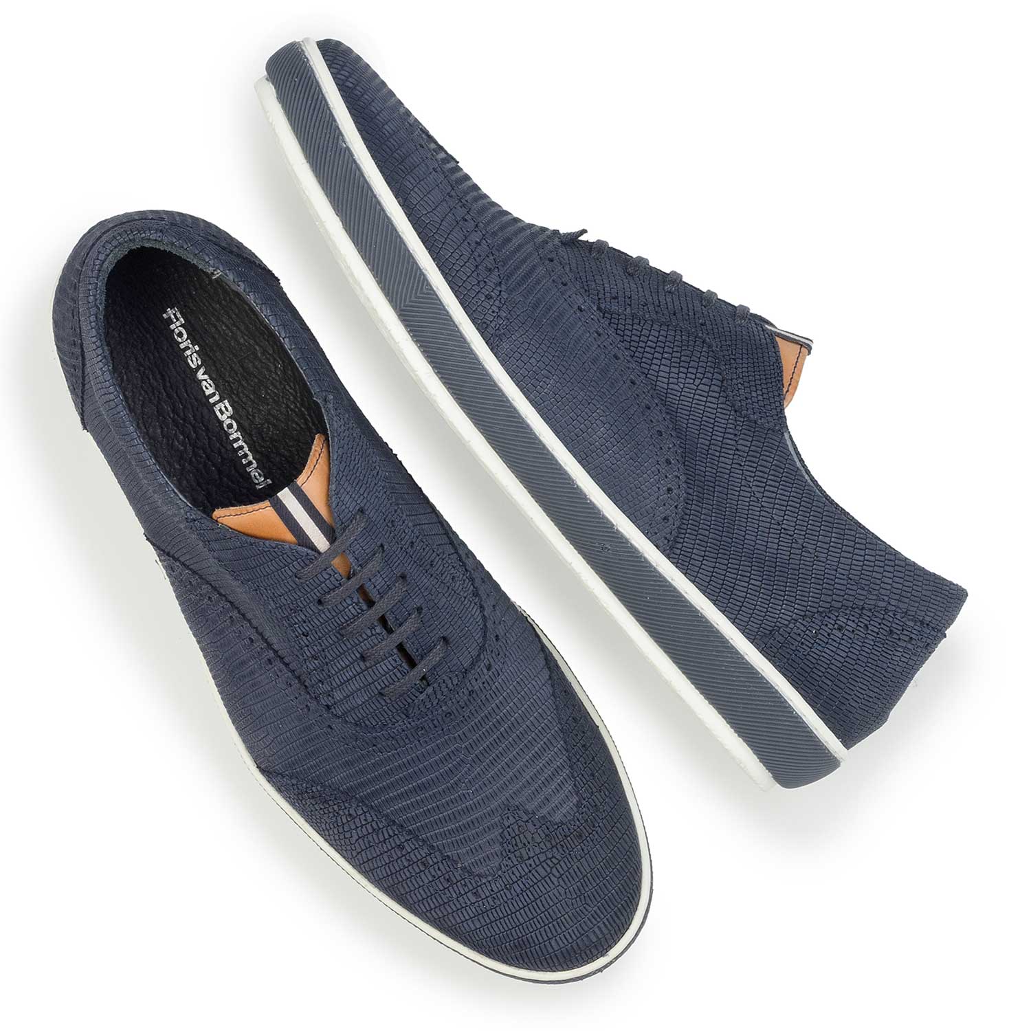 19036/34 - Blue brogue nubuck leather sneaker 19036/34 - Blue brogue nubuck leather sneaker