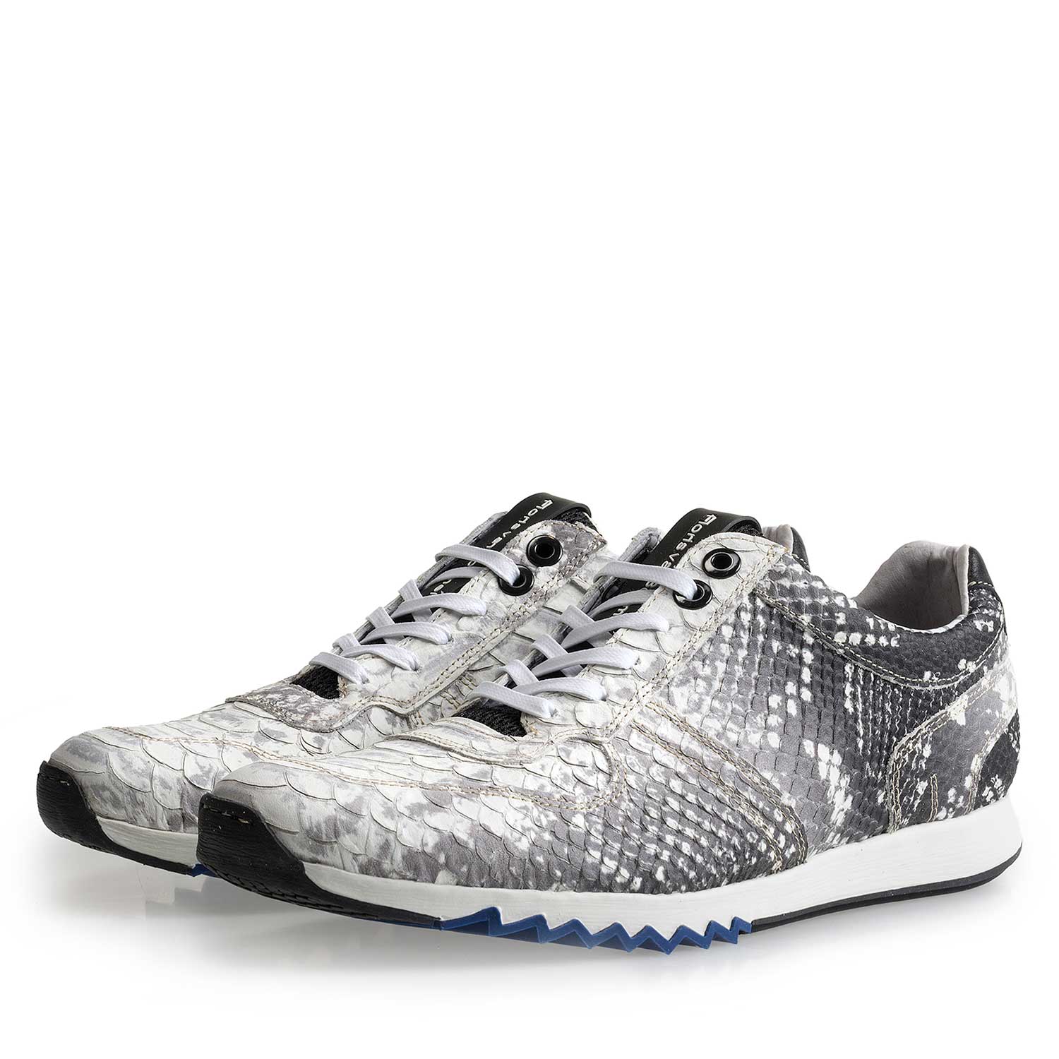 16227/13 - Grijze sneaker van leer met snakeprint 16227/13 - Grijze sneaker van leer met snakeprint
