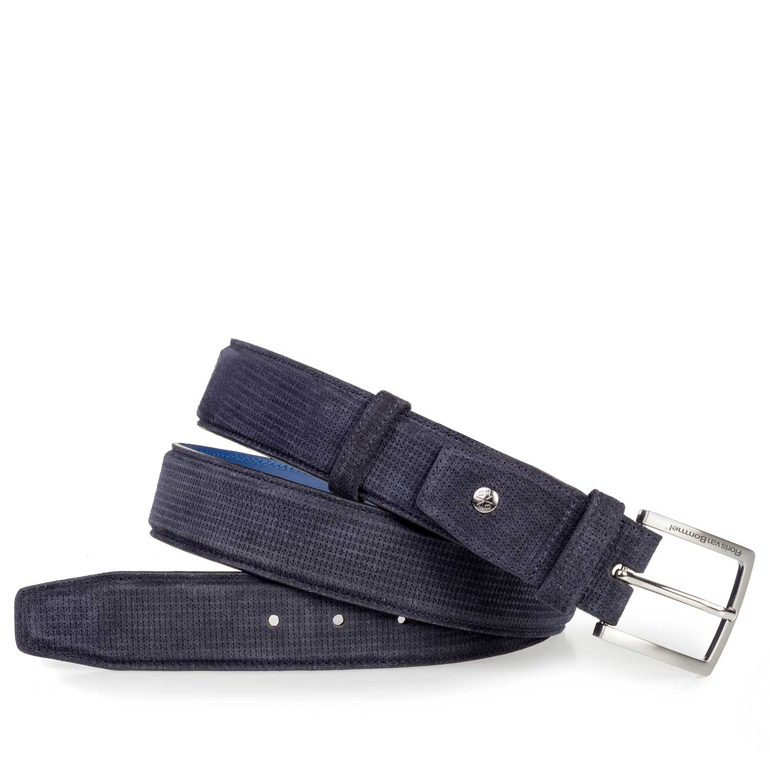 75181/09 - Blauwe riem van suède met dessin 75181/09 - Blauwe riem van suède met dessin
