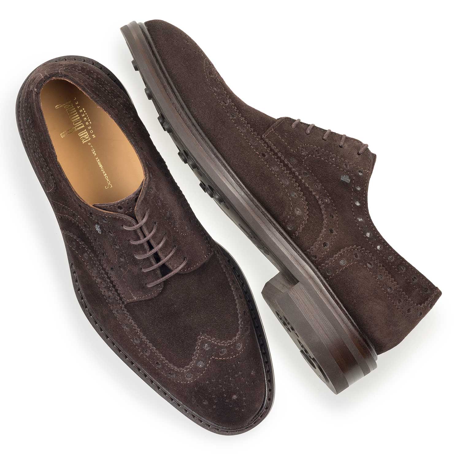 17093/00 - Bruine suède brogue veterschoen 17093/00 - Bruine suède brogue veterschoen