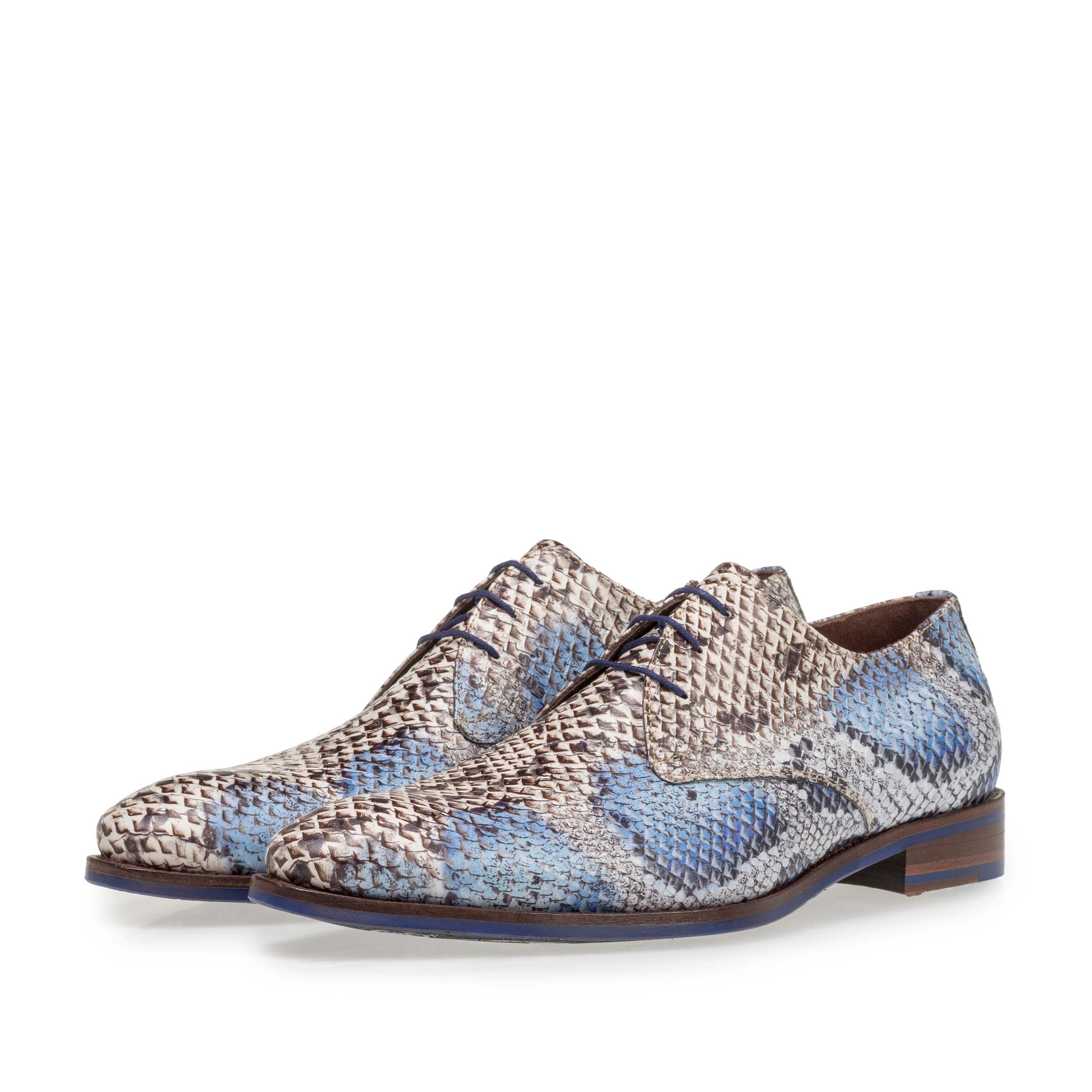 18224/00 - Premium lace shoe with a blue snake print 18224/00 - Premium lace shoe with a blue snake print