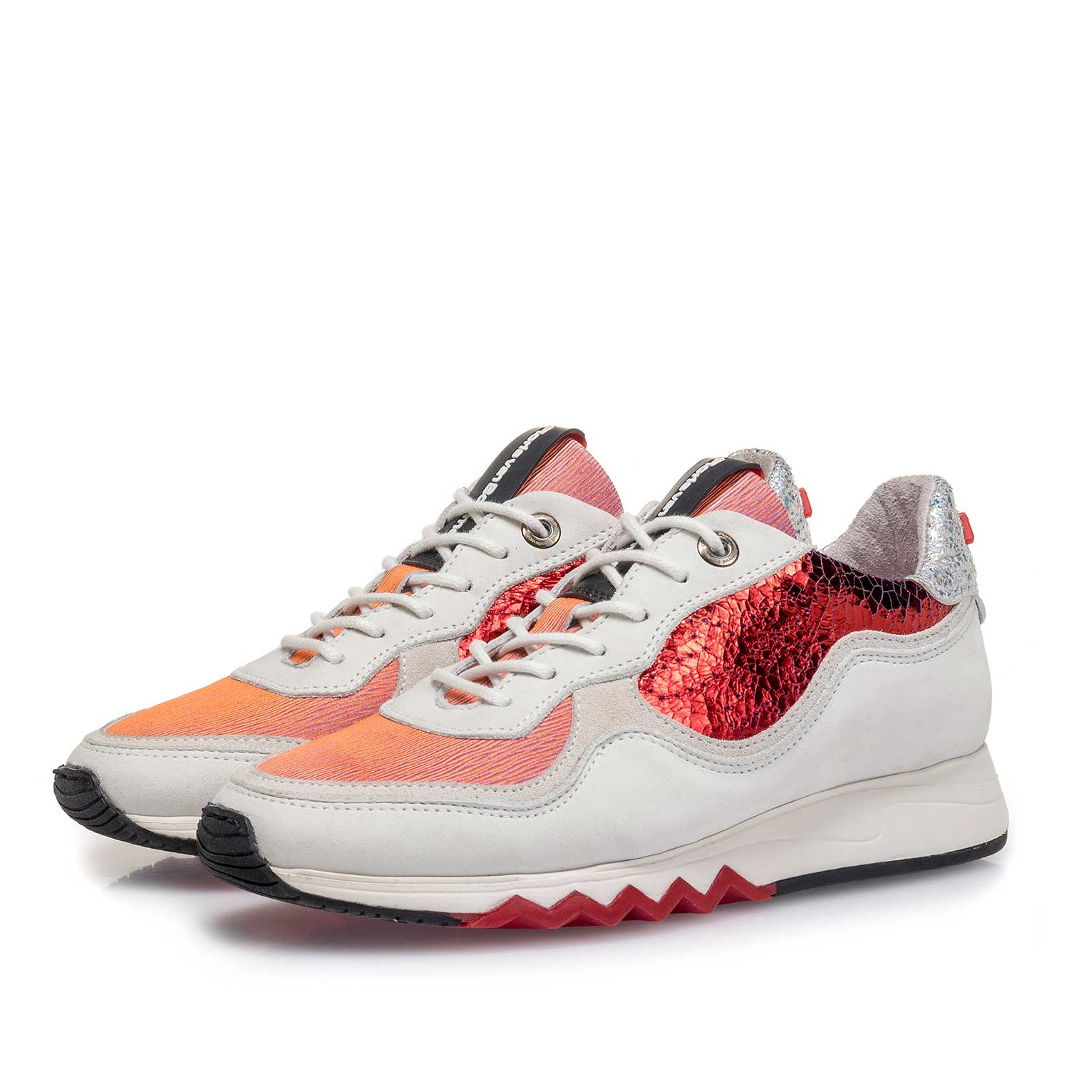85265/08 - White nubuck leather sneaker with red details 85265/08 - White nubuck leather sneaker with red details