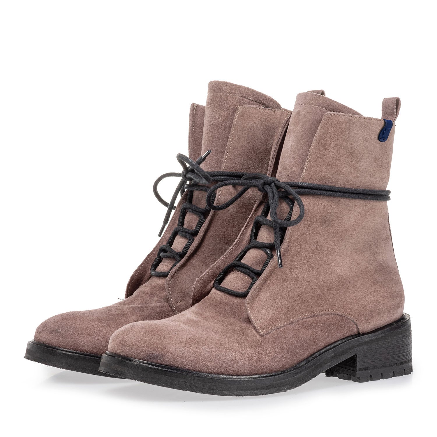 85647/03 - Veterboot suède donkerroze 85647/03 - Veterboot suède donkerroze
