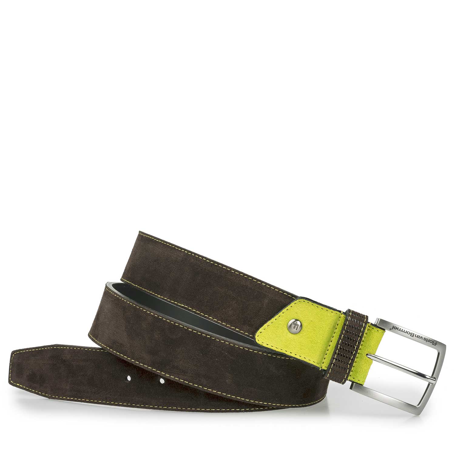 75192/00 - Bruine riem met geel detail 75192/00 - Bruine riem met geel detail