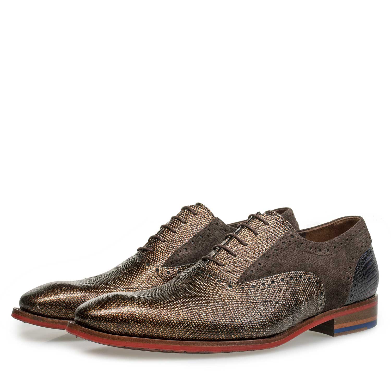 19117/00 - Premium bronskleurige leren veterschoen 19117/00 - Premium bronskleurige leren veterschoen