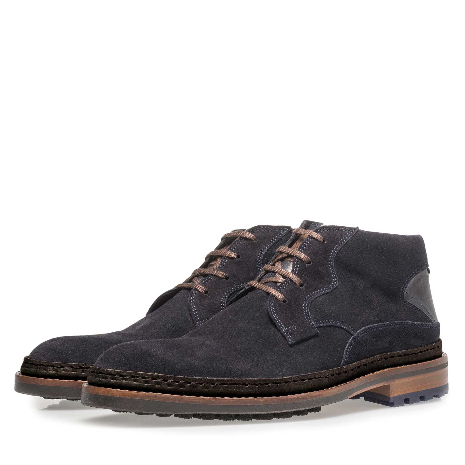 10509/02 - Donkerblauwe suède veterboot 10509/02 - Donkerblauwe suède veterboot