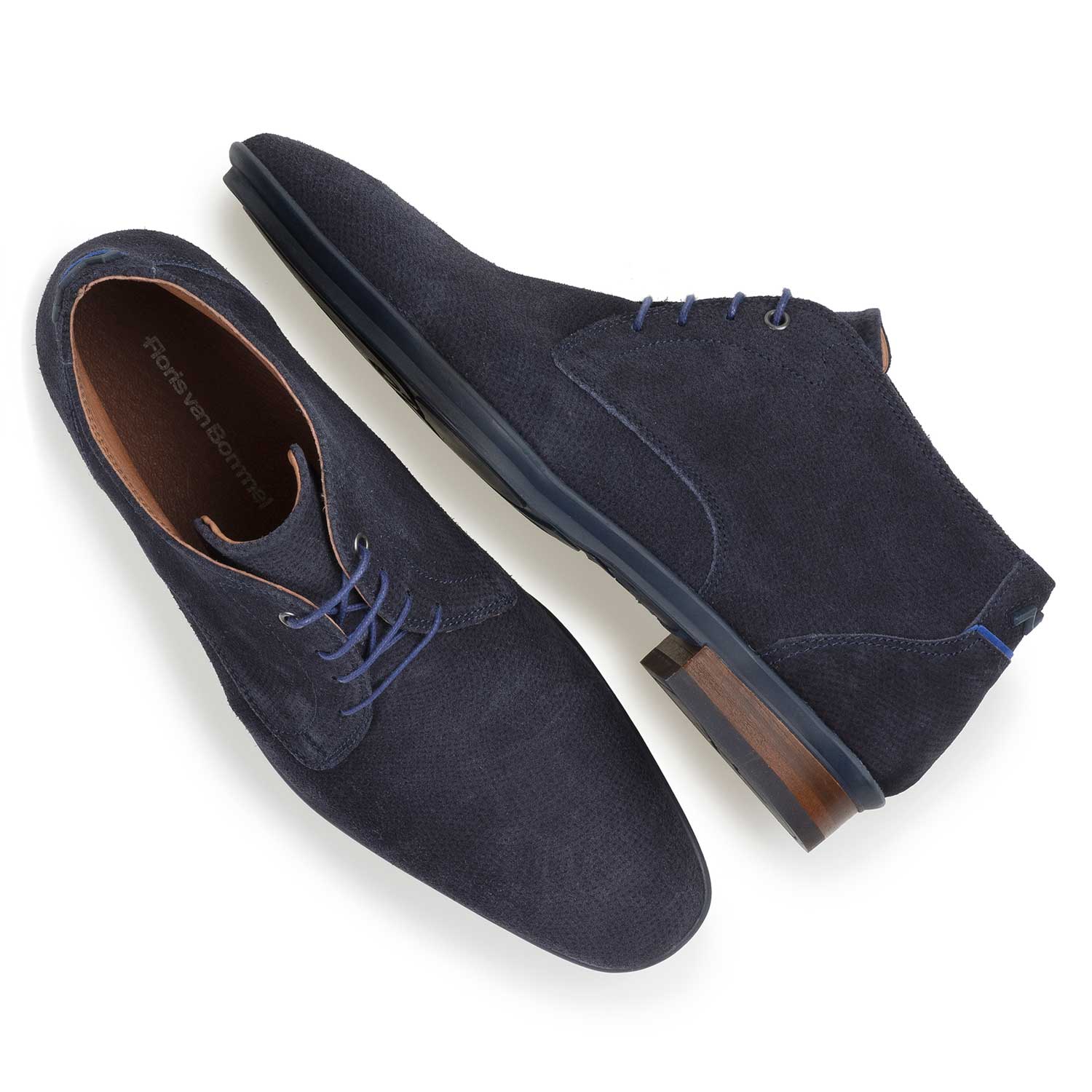 10475/16 - Blauwe suède veterschoen 10475/16 - Blauwe suède veterschoen