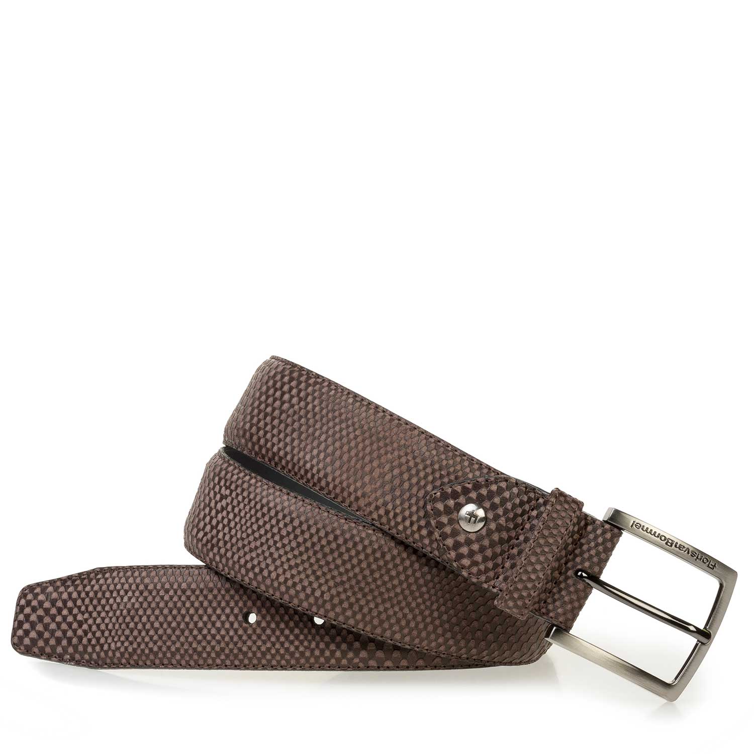 75189/73 - Bruine kalfssuède riem met nubuckleer 75189/73 - Bruine kalfssuède riem met nubuckleer