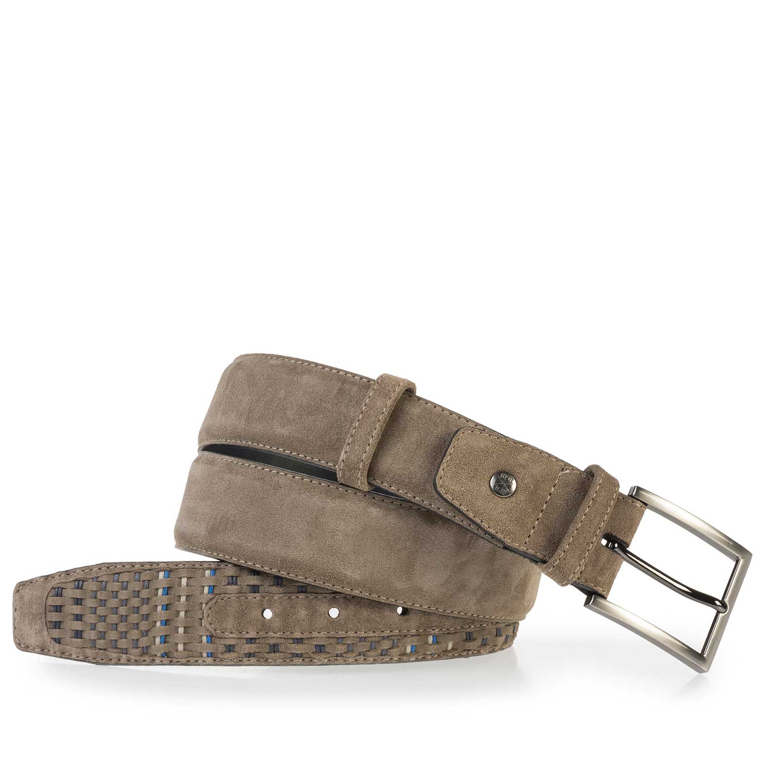 75159/11 - Taupekleurige riem van gevlochten suède 75159/11 - Taupekleurige riem van gevlochten suède