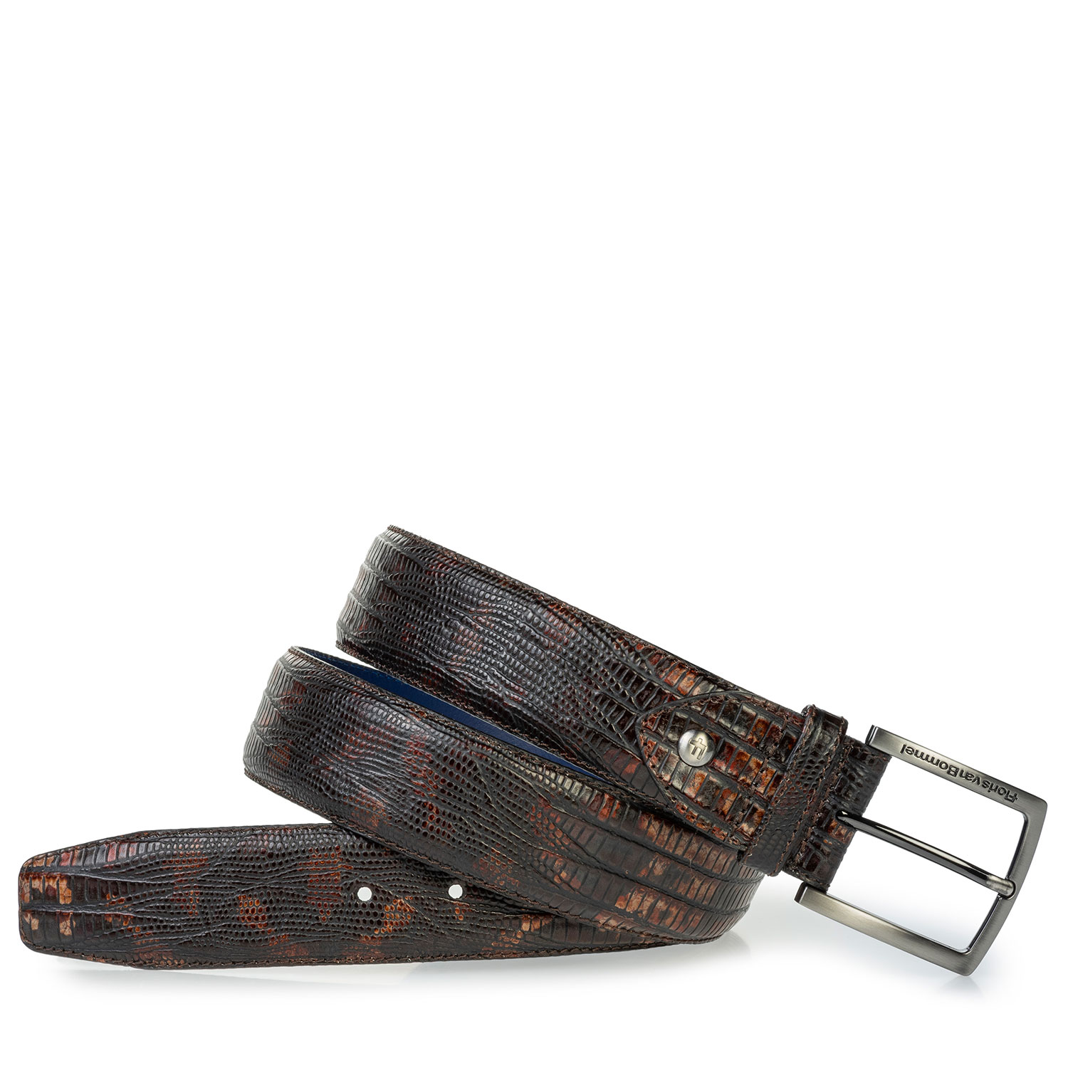 75202/70 - Leren riem lizardprint cognac 75202/70 - Leren riem lizardprint cognac