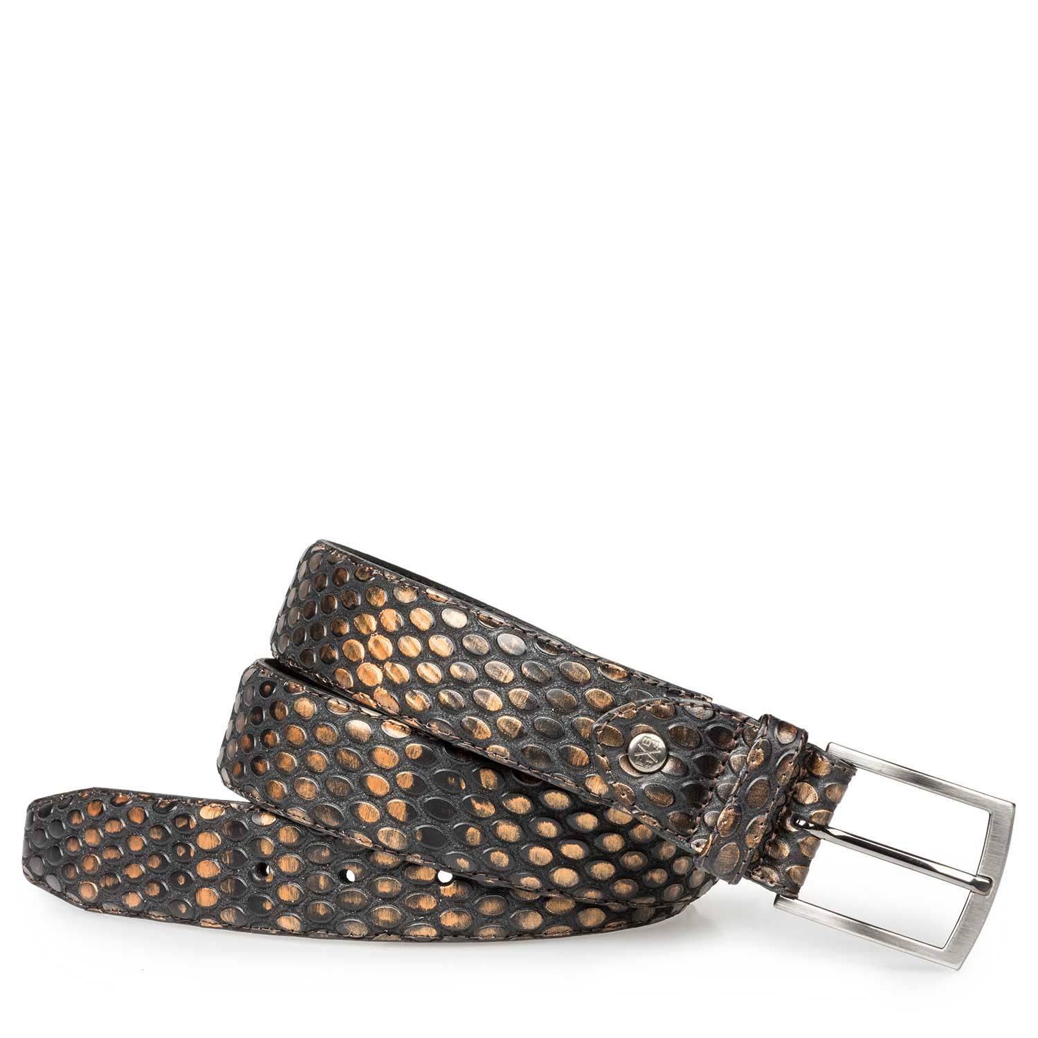 75190/12 - Bronze-coloured leather belt with coffee bean print 75190/12 - Bronze-coloured leather belt with coffee bean print
