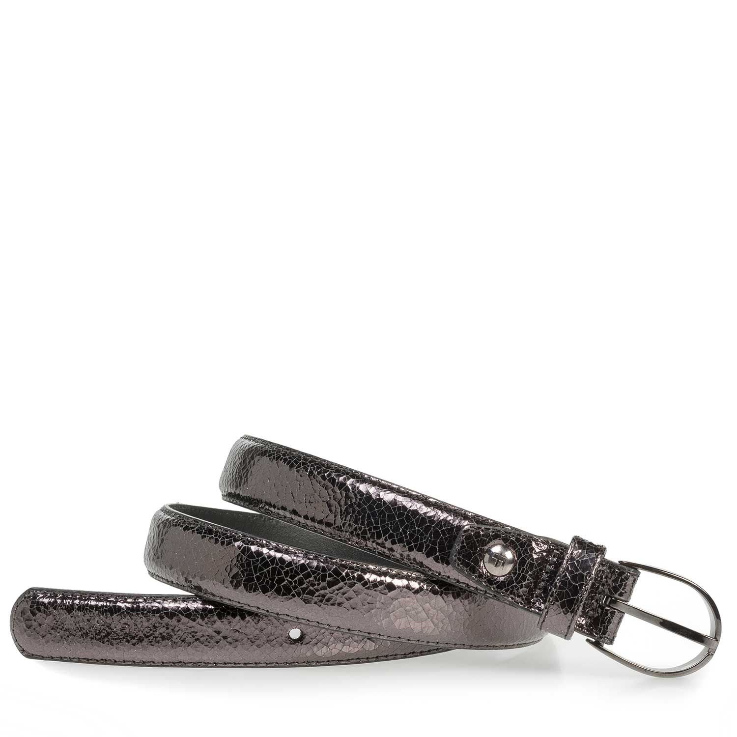75813/46 - Dark silver-coloured leather belt with metallic print 75813/46 - Dark silver-coloured leather belt with metallic print
