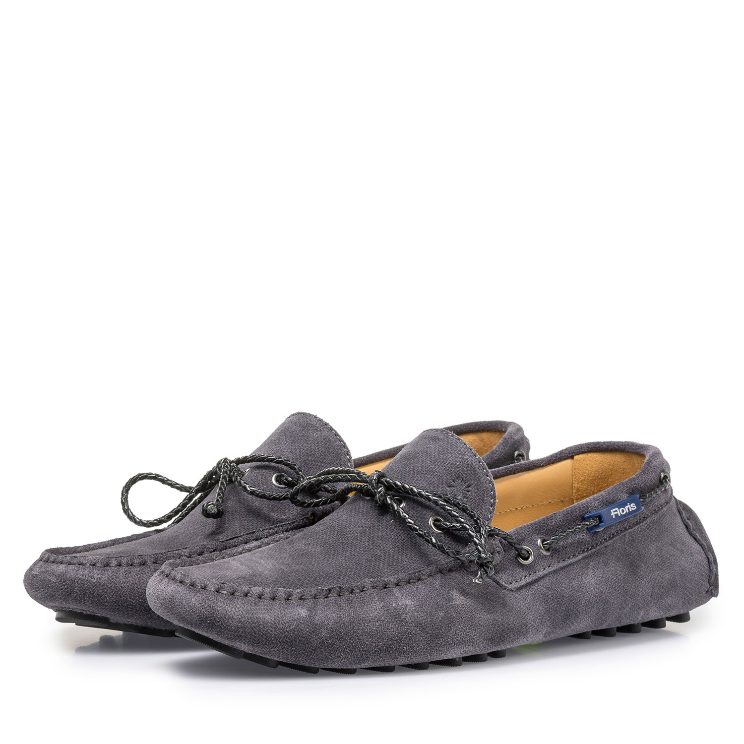 15214/10 - Donkergrijze suède mocassin met print 15214/10 - Donkergrijze suède mocassin met print