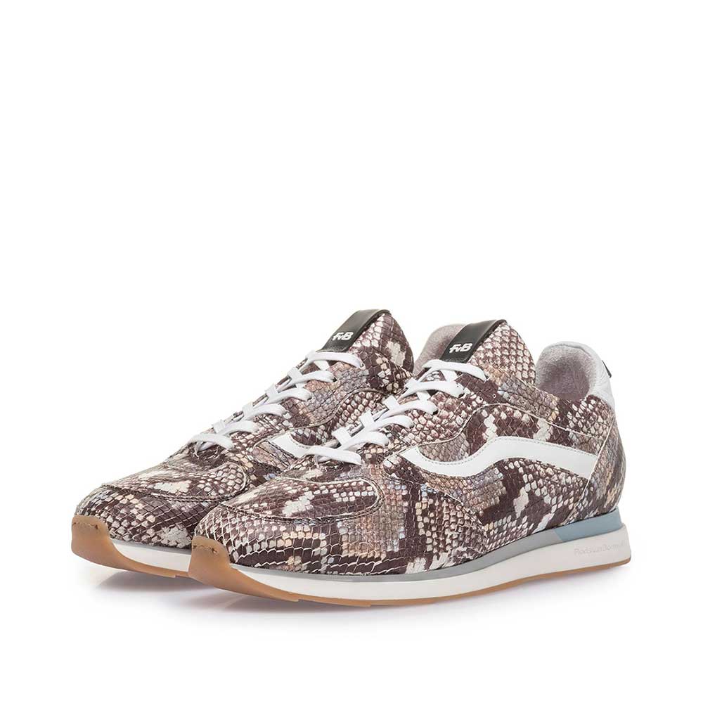 85279/15 - Brown and white sneaker with snake print 85279/15 - Brown and white sneaker with snake print