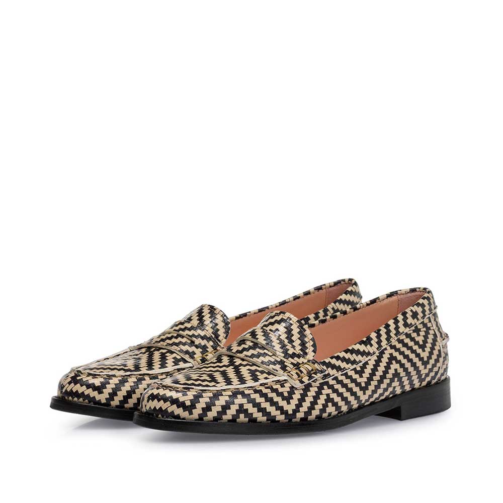 85409/19 - Loafer geprint leer zwart/wit 85409/19 - Loafer geprint leer zwart/wit
