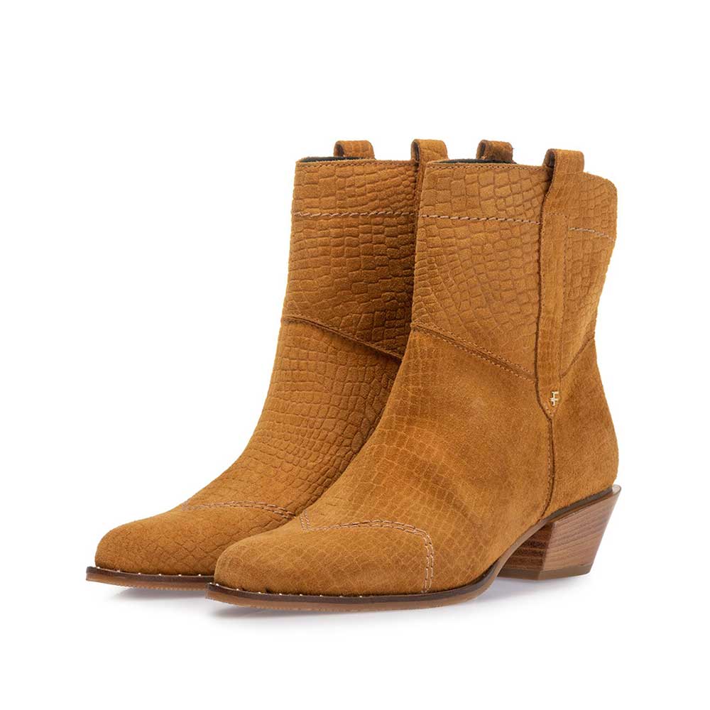 85670/00 - Boot geprint suède cognac 85670/00 - Boot geprint suède cognac