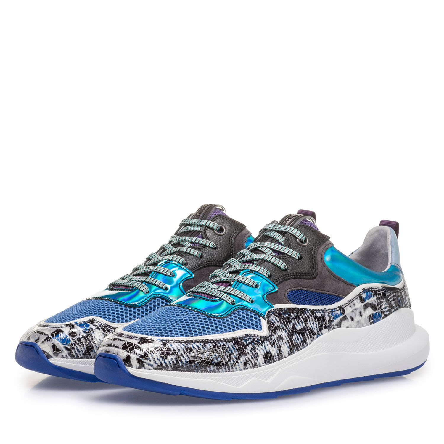 16269/24 - Multi-color sneaker met grijs/blauwe print 16269/24 - Multi-color sneaker met grijs/blauwe print