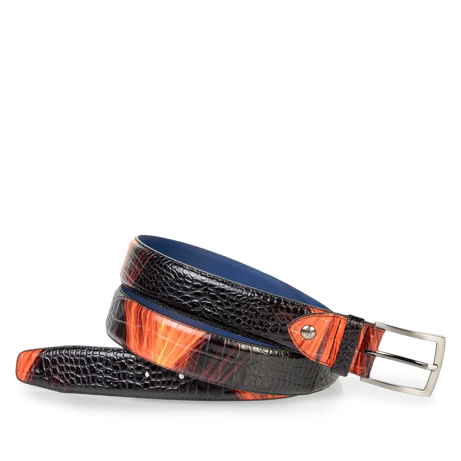 75201/44 - Premium red calf leather belt with lightning bolt print 75201/44 - Premium red calf leather belt with lightning bolt print
