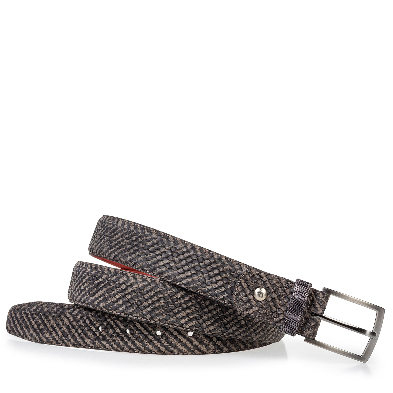 75188/79 - Suède riem grijs met zwarte print 75188/79 - Suède riem grijs met zwarte print