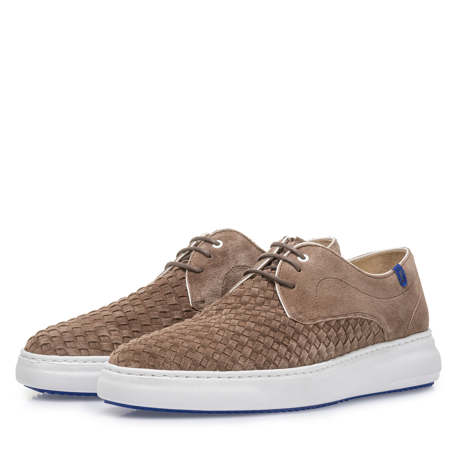 18401/01 - Taupe-coloured lace shoe with braided suede leather 18401/01 - Taupe-coloured lace shoe with braided suede leather