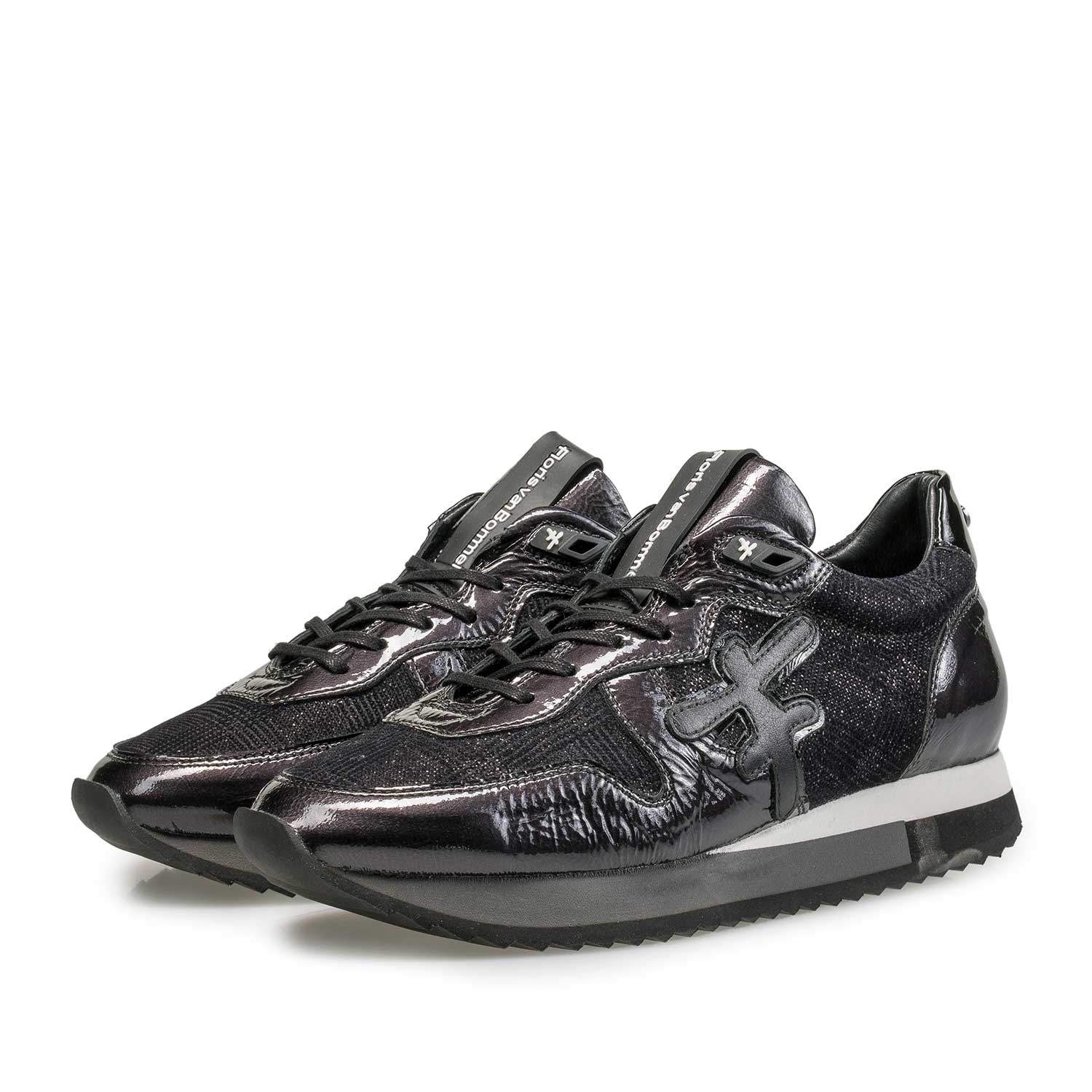 85256/04 - Donkerblauwe suède sneaker met print 85256/04 - Donkerblauwe suède sneaker met print