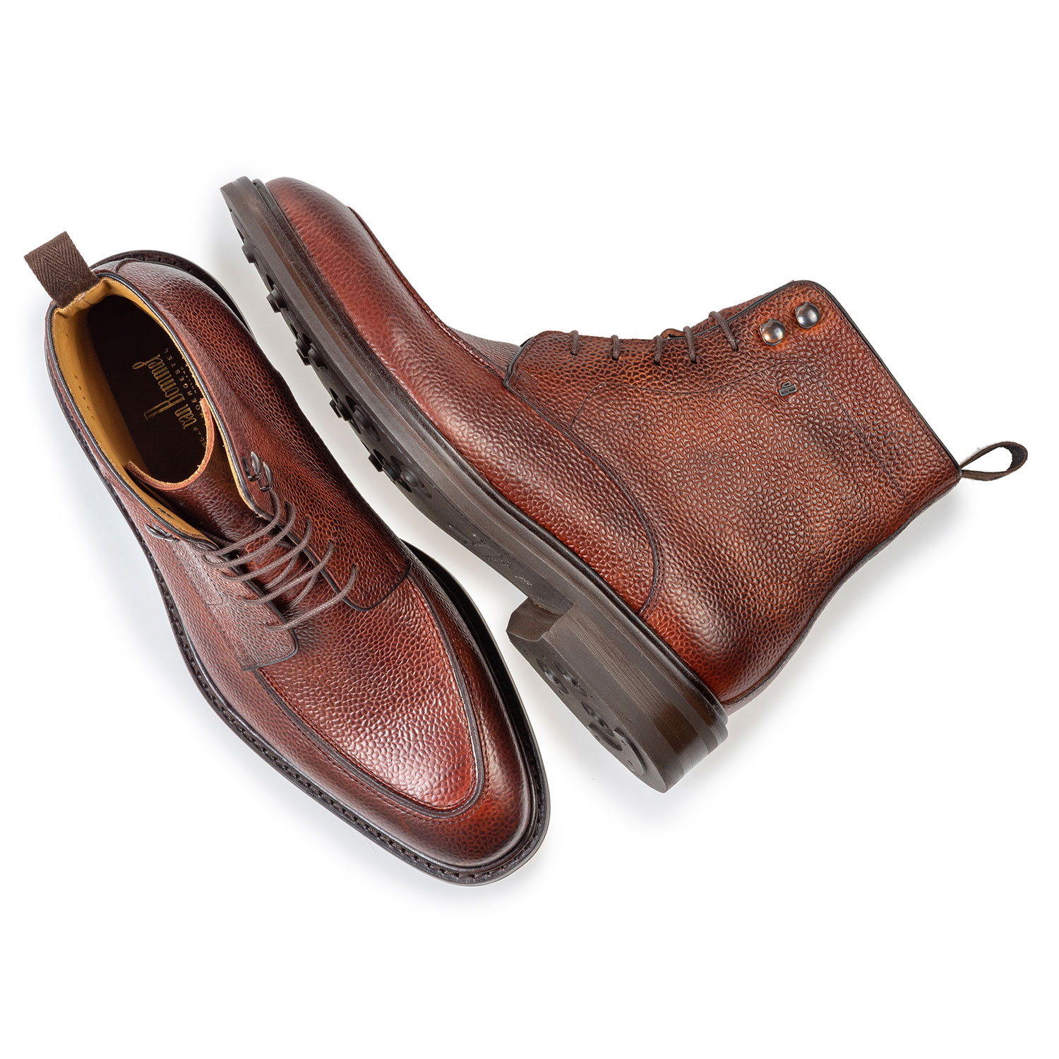 20193/01 - Boot cognac leer met print 20193/01 - Boot cognac leer met print