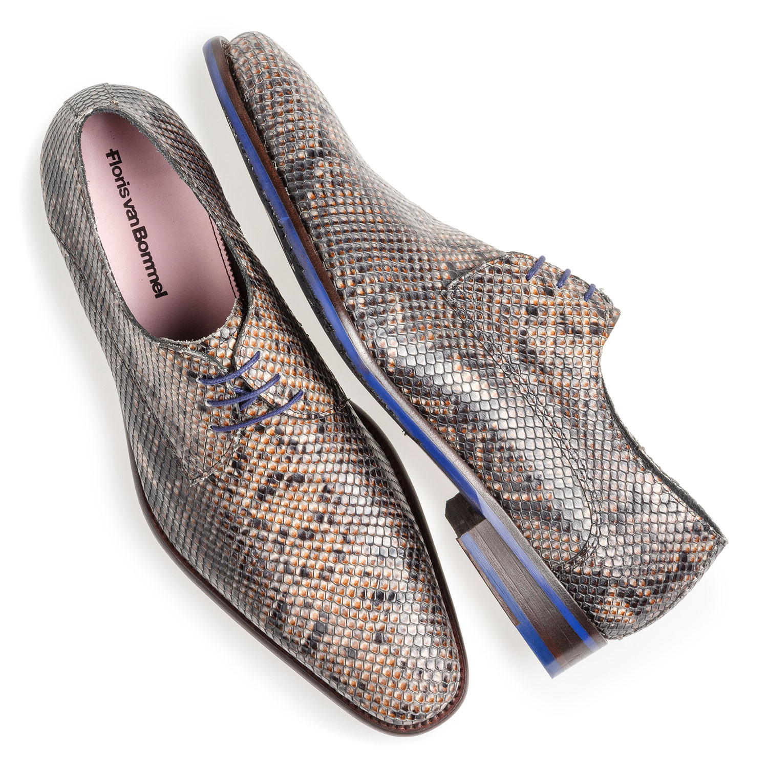 18159/18 - Grey and brown lace shoe with snake print 18159/18 - Grey and brown lace shoe with snake print