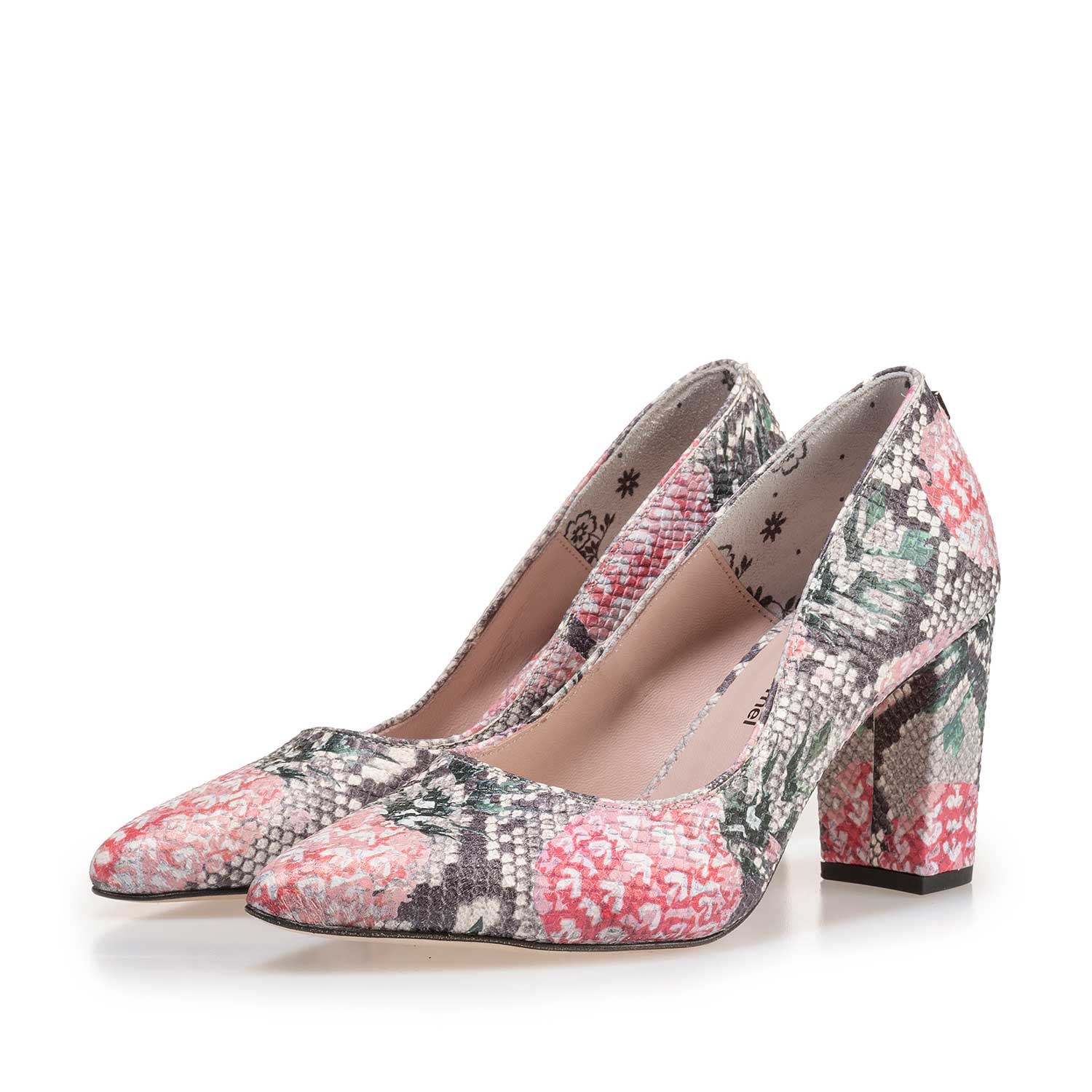 85227/02 - Leren multicolour pump met print 85227/02 - Leren multicolour pump met print