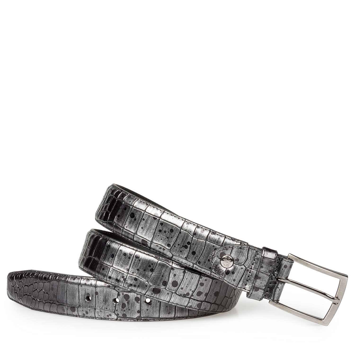 75190/10 - Grey leather belt with croco print 75190/10 - Grey leather belt with croco print