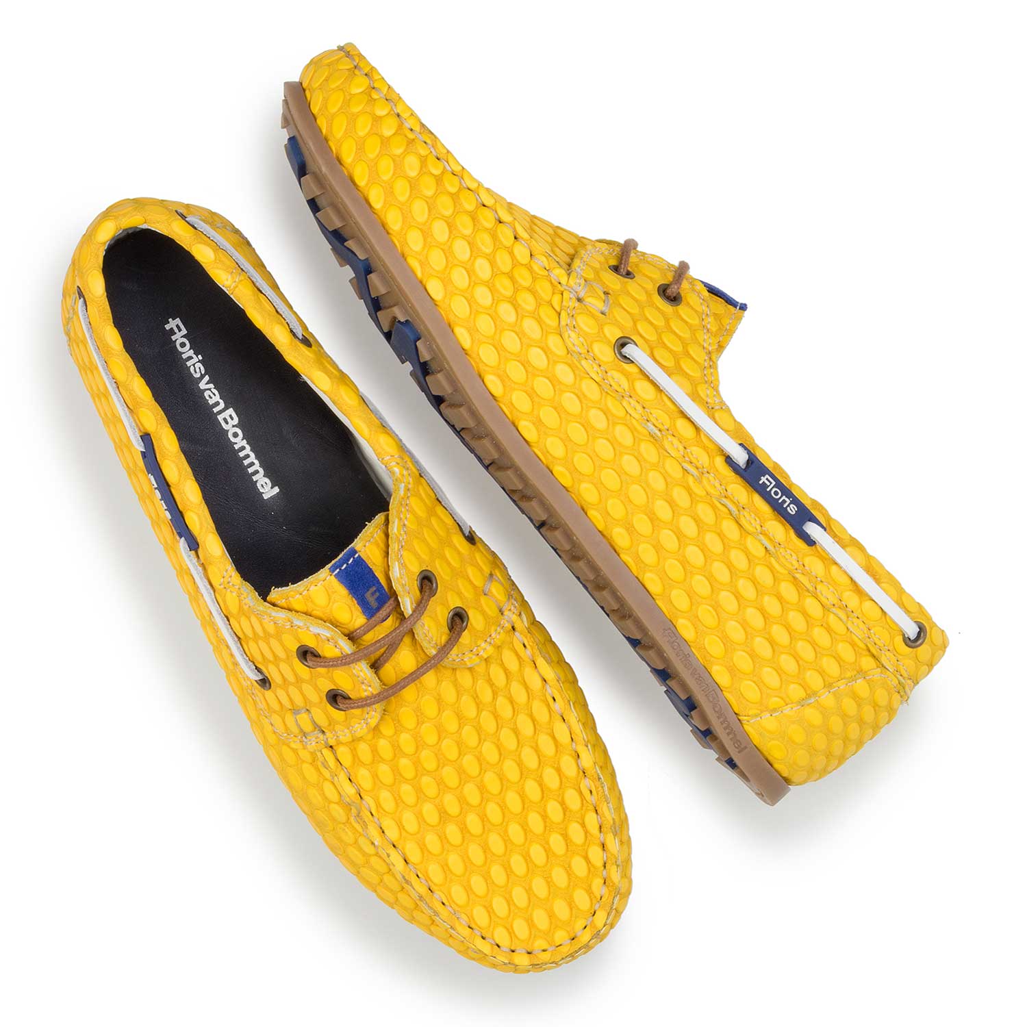 15055/01 - Yellow, printed boat shoe made of leather 15055/01 - Yellow, printed boat shoe made of leather