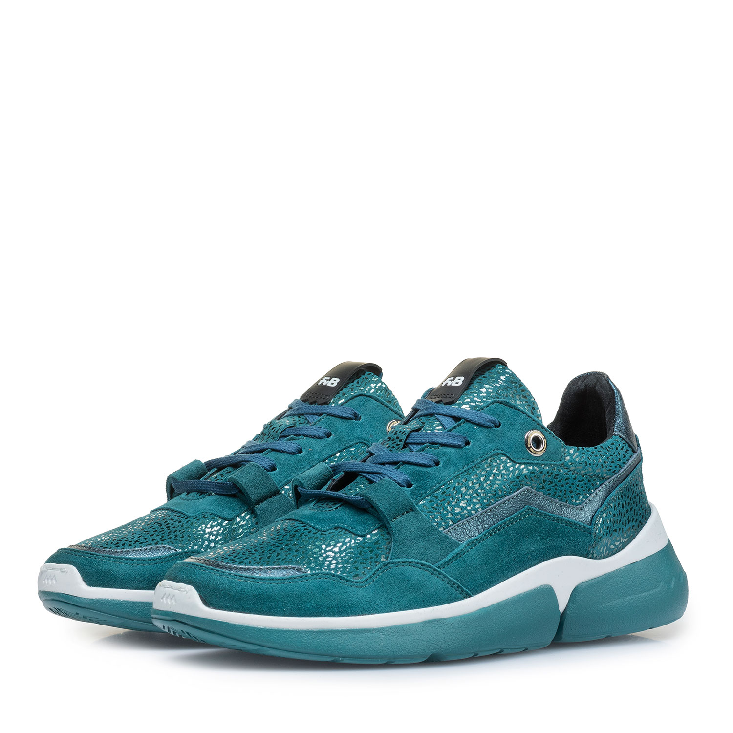 85291/11 - Blue suede leather sneaker with metallic print 85291/11 - Blue suede leather sneaker with metallic print
