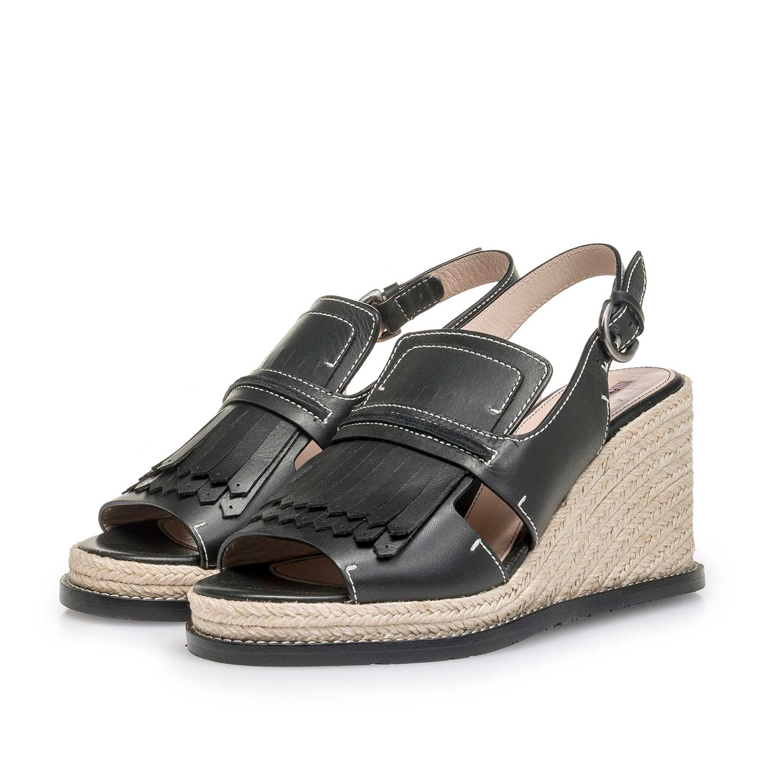 85916/02 - Zwarte sandaal met espadrille sleehak 85916/02 - Zwarte sandaal met espadrille sleehak