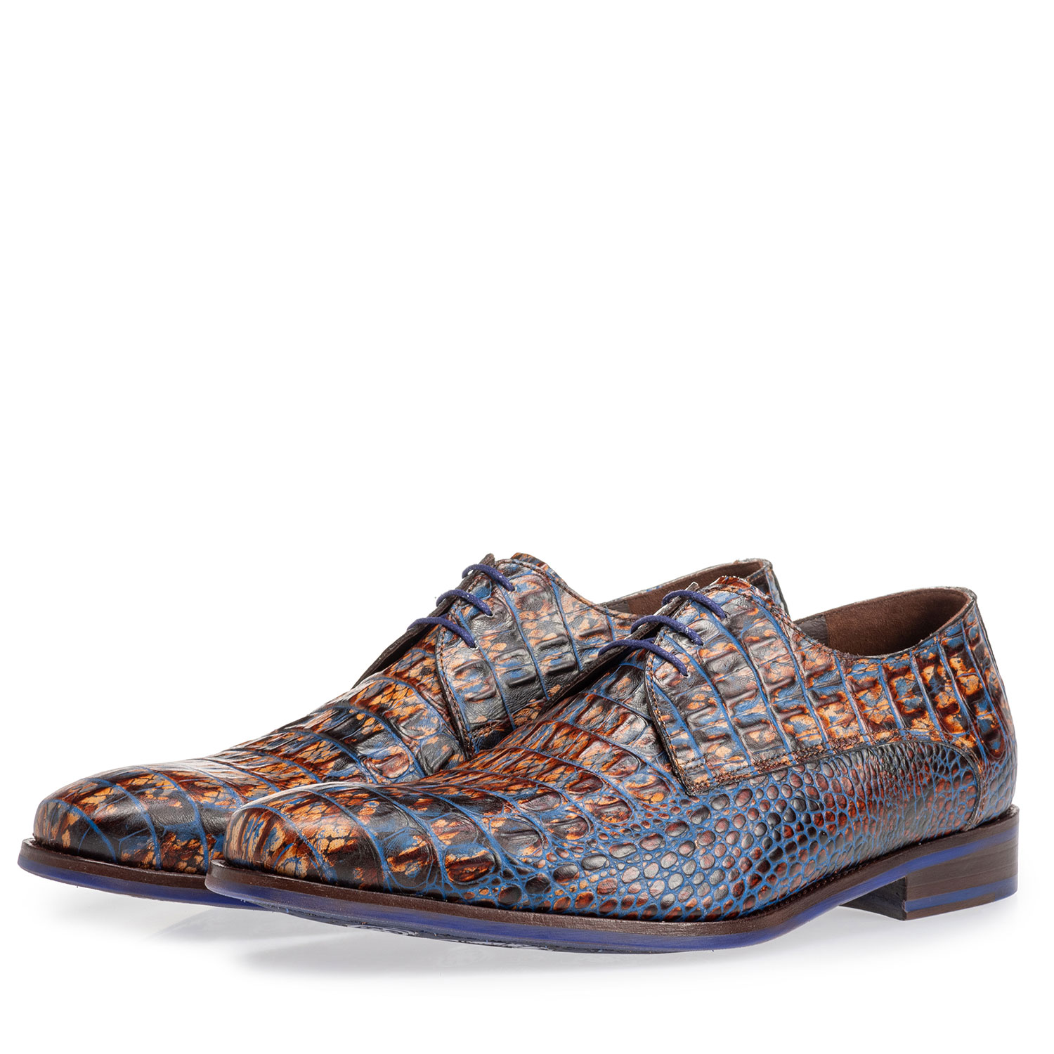 18259/03 - Lace shoe croco print cognac 18259/03 - Lace shoe croco print cognac