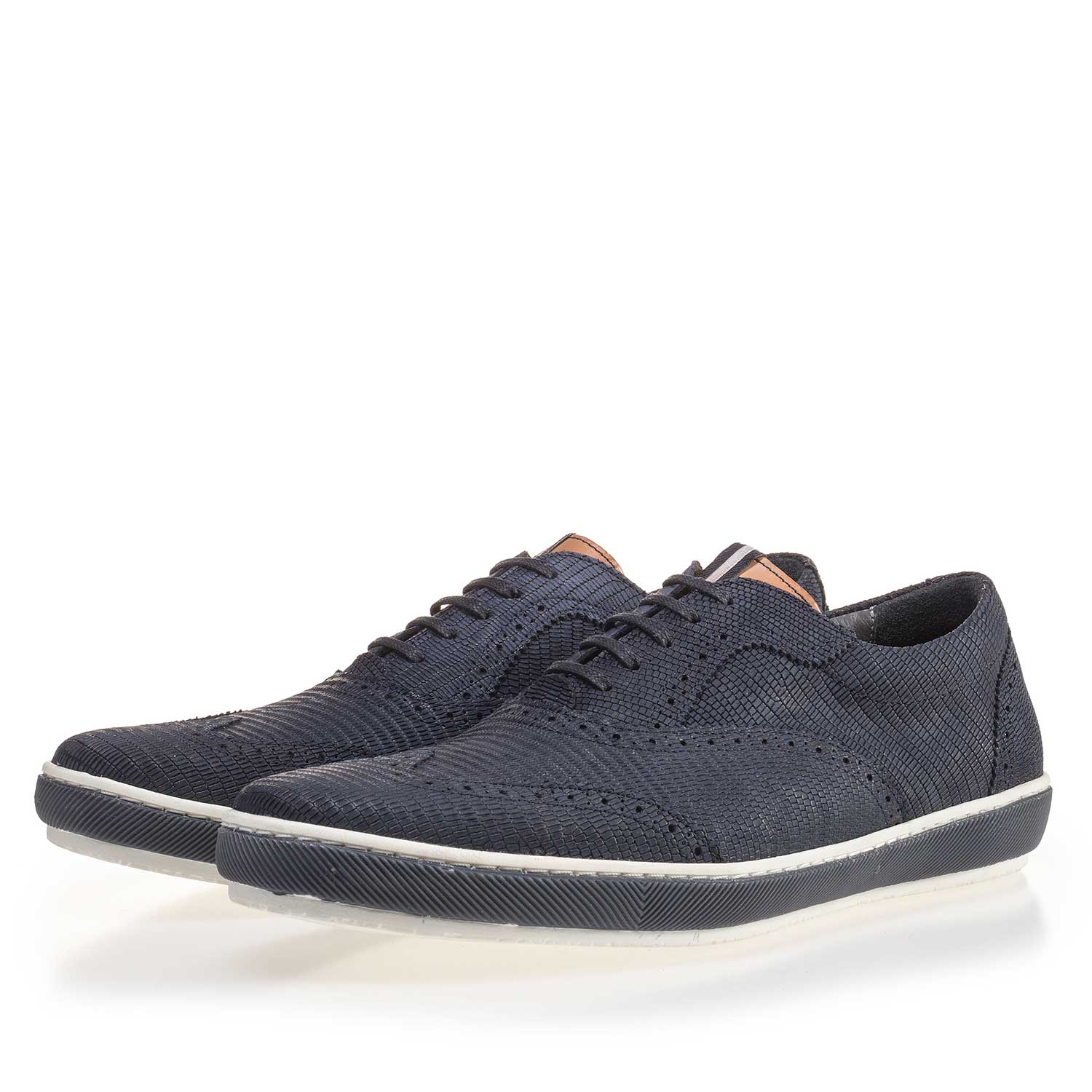 19036/34 - Blue brogue nubuck leather sneaker 19036/34 - Blue brogue nubuck leather sneaker