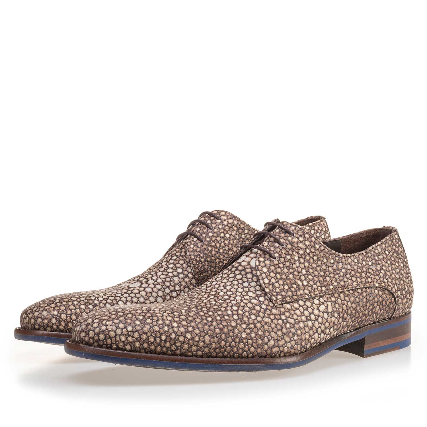 14194/02 - Brown, leather lace shoe with pattern 14194/02 - Brown, leather lace shoe with pattern