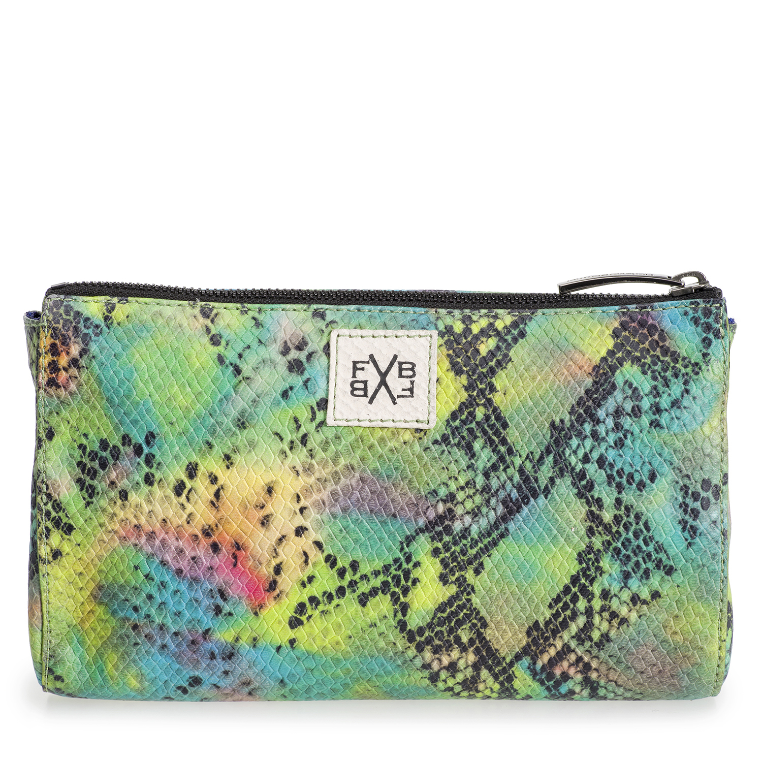 89000/14 - Groene leren crossbody tas met snakeprint 89000/14 - Groene leren crossbody tas met snakeprint
