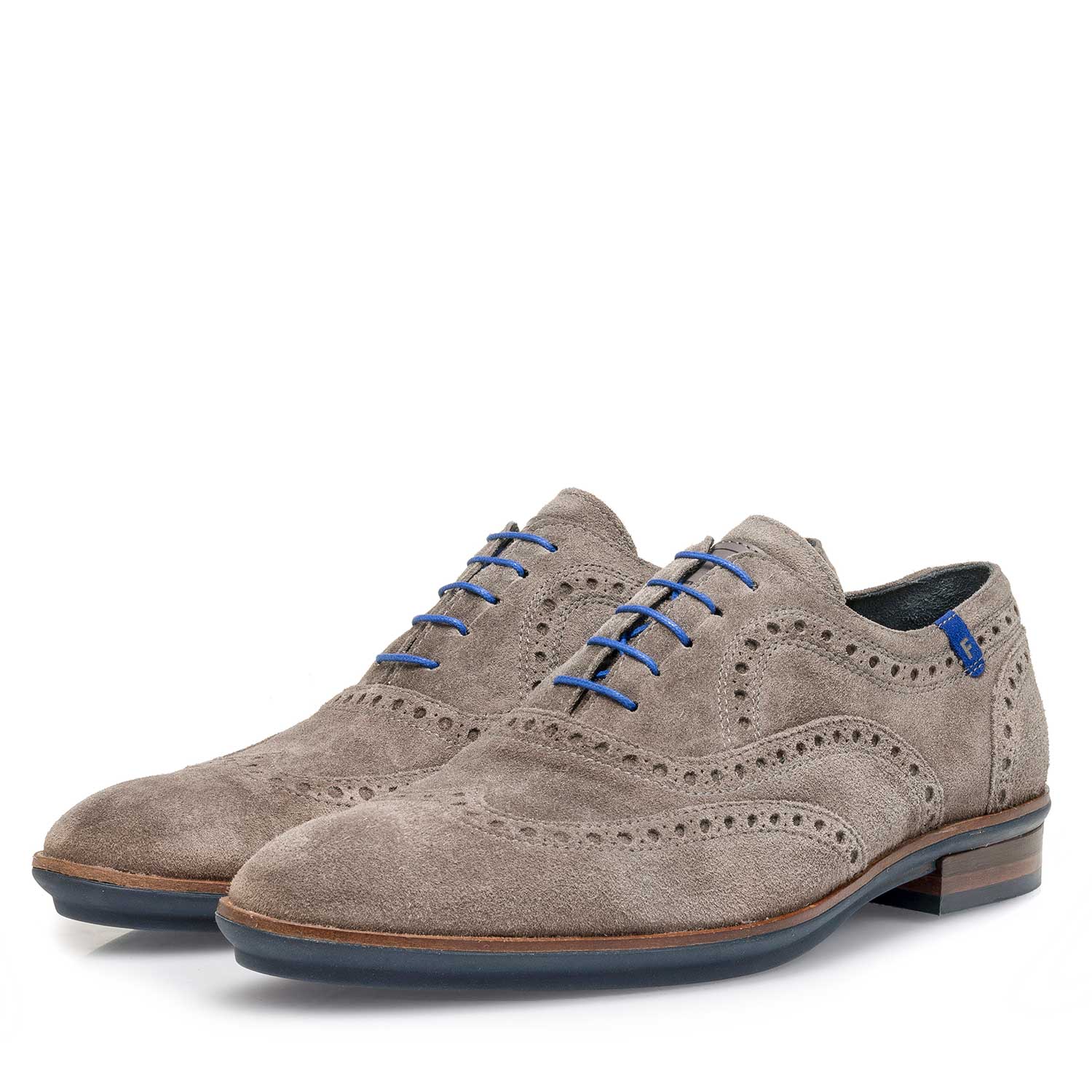 19048/08 - Taupe-coloured suede leather brogue shoe 19048/08 - Taupe-coloured suede leather brogue shoe