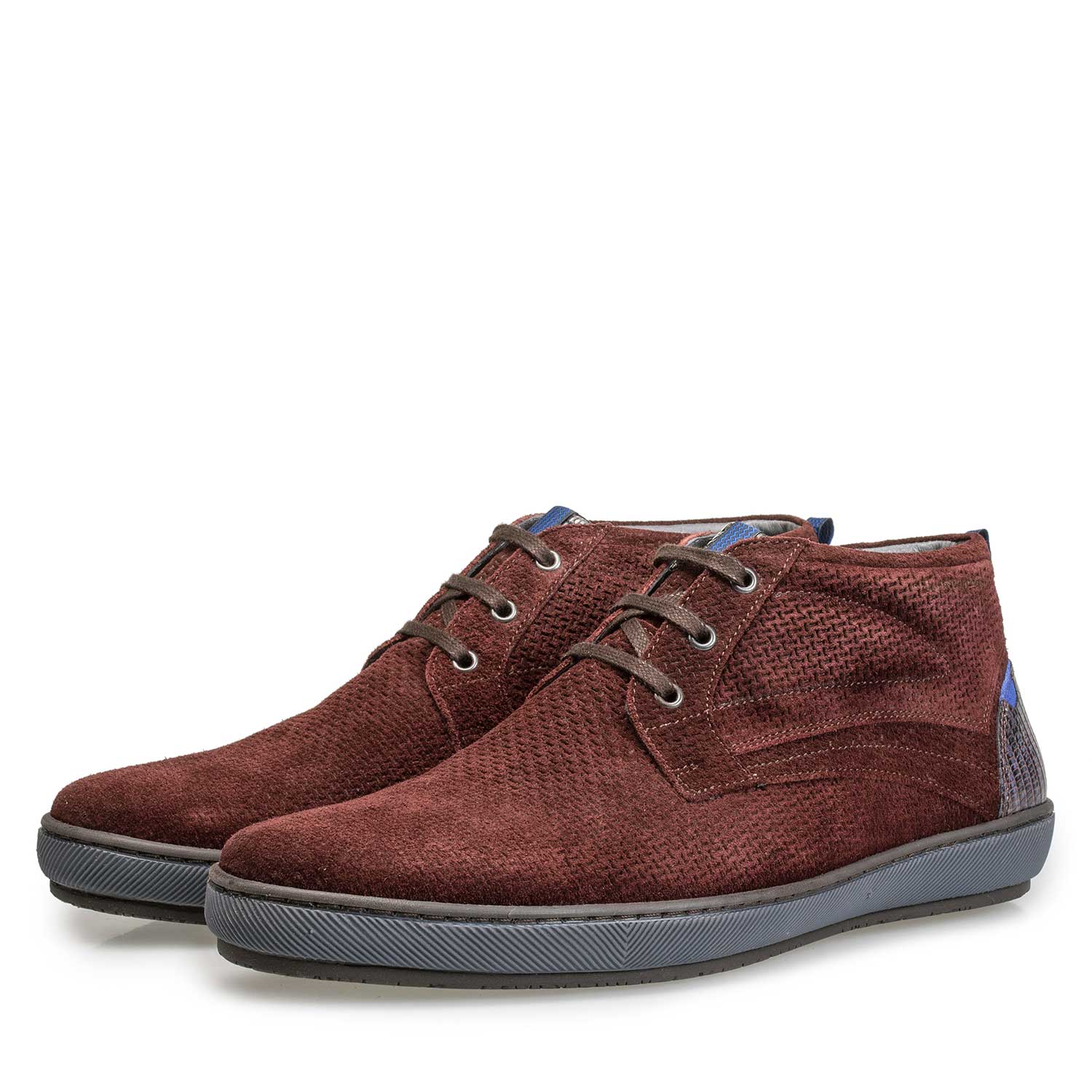10074/00 - Burgundy red lace boot made of calf’s suede leather 10074/00 - Burgundy red lace boot made of calf’s suede leather