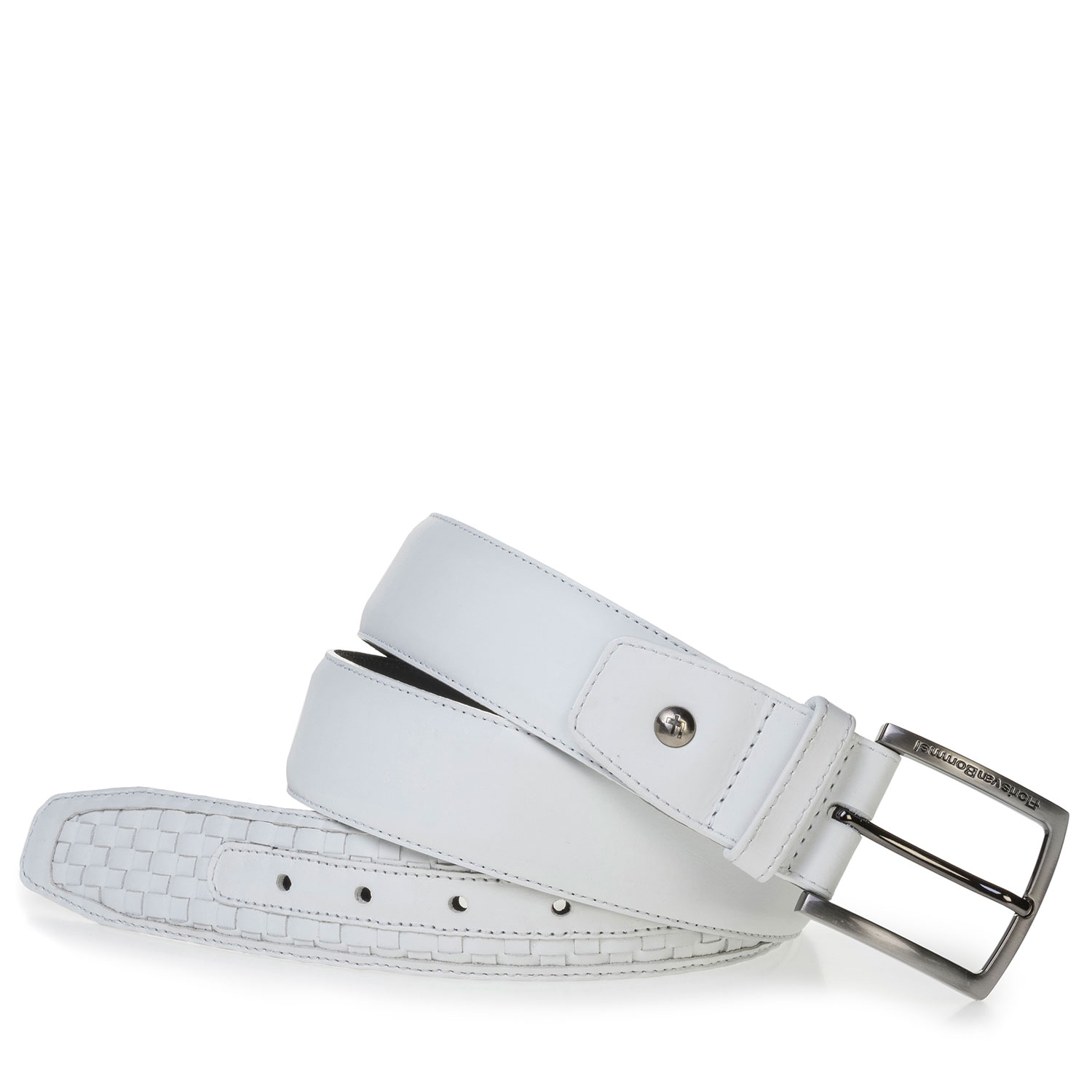 75159/32 - Riem gevlochten leer wit 75159/32 - Riem gevlochten leer wit