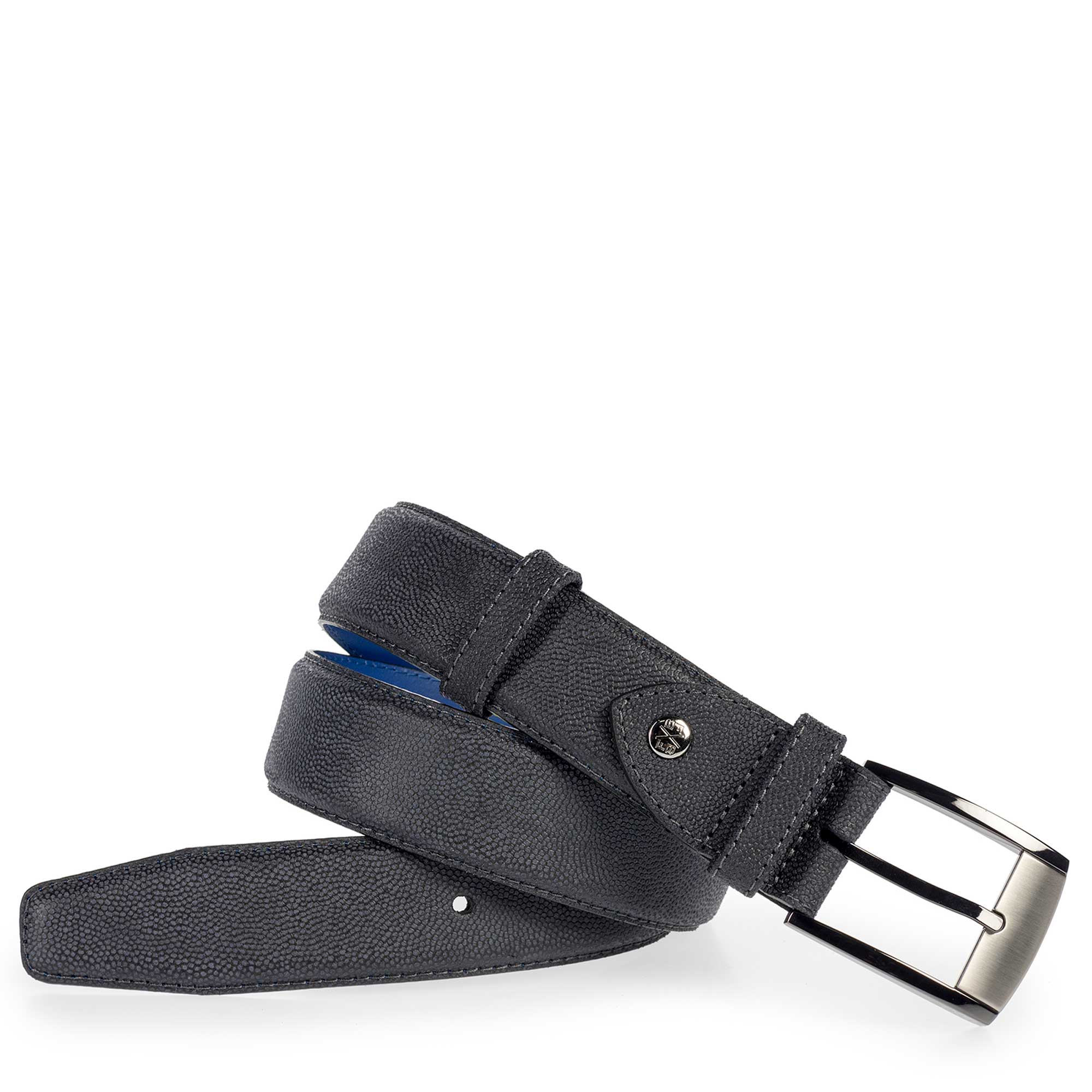 75180/06 - Darkblue suede leather belt with pattern 75180/06 - Darkblue suede leather belt with pattern