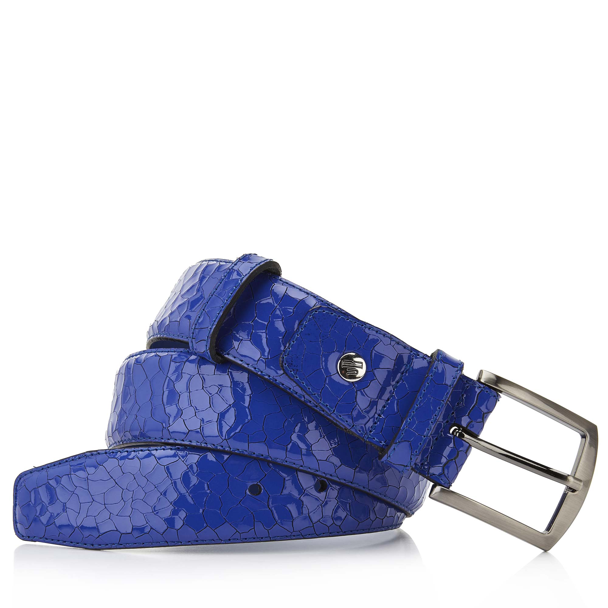 Cobalt blue patent leather men's belt 75133/14 Floris van Bommel