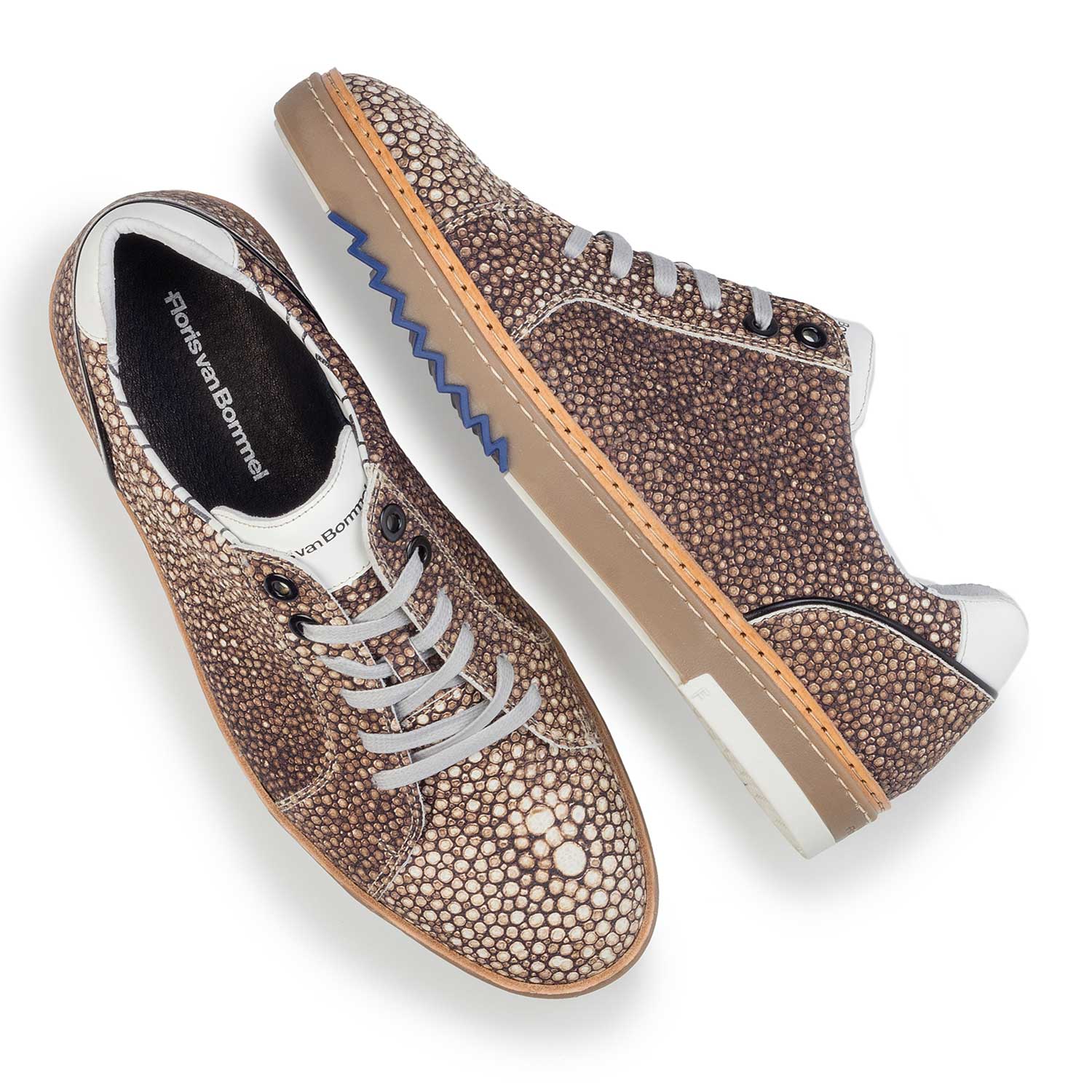 14057/03 - Brown, patterned leather sneaker 14057/03 - Brown, patterned leather sneaker